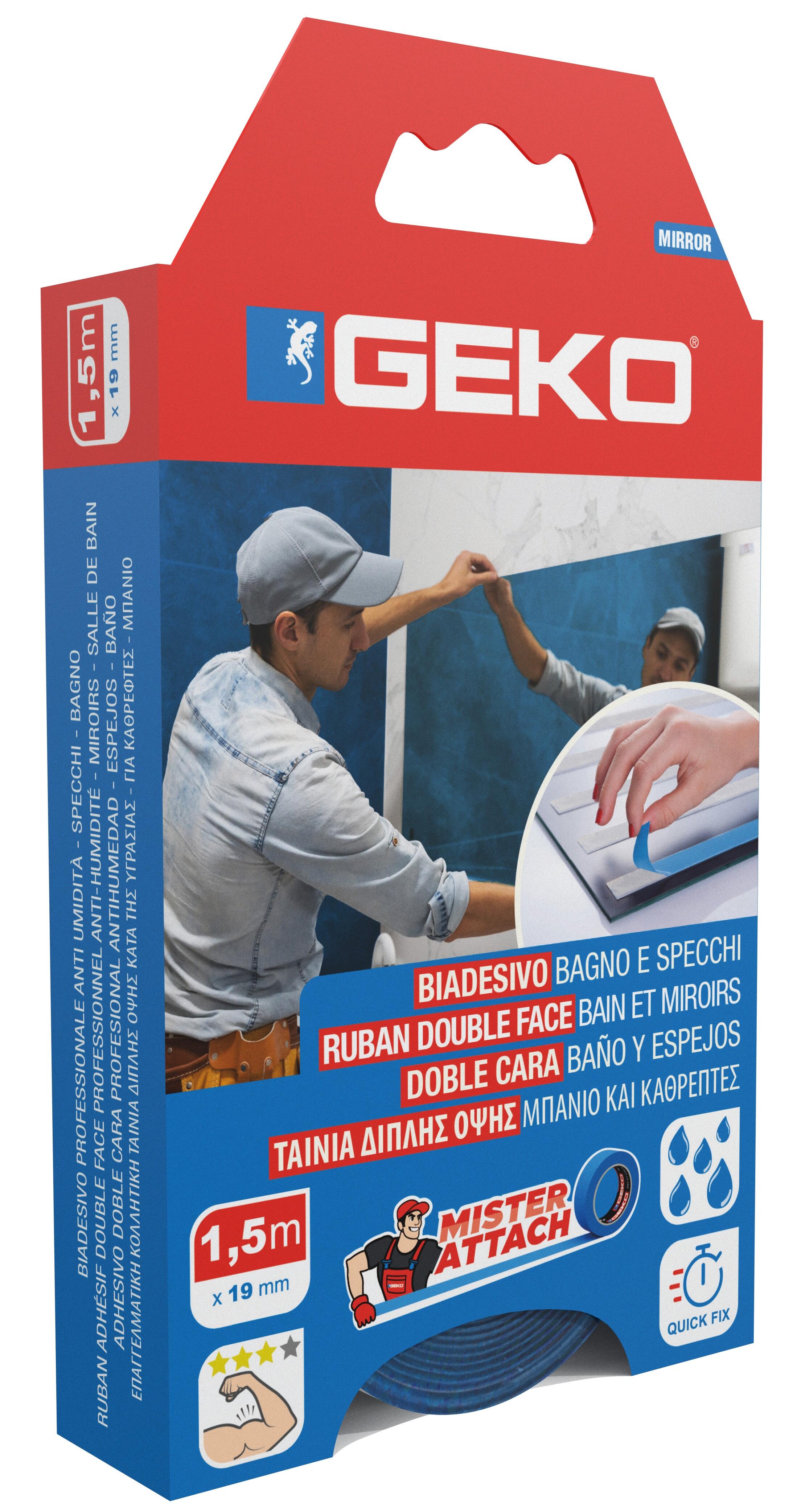 Nastro adesivo, GEKO, biadesivo per fissaggio blu H 19 mm x L 1.5 mt - 2