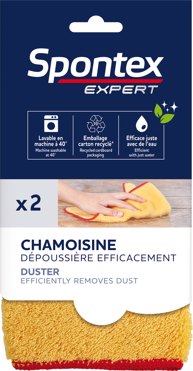 Lot de 2  microfibres SPONTEX EXPERT Chamoisine