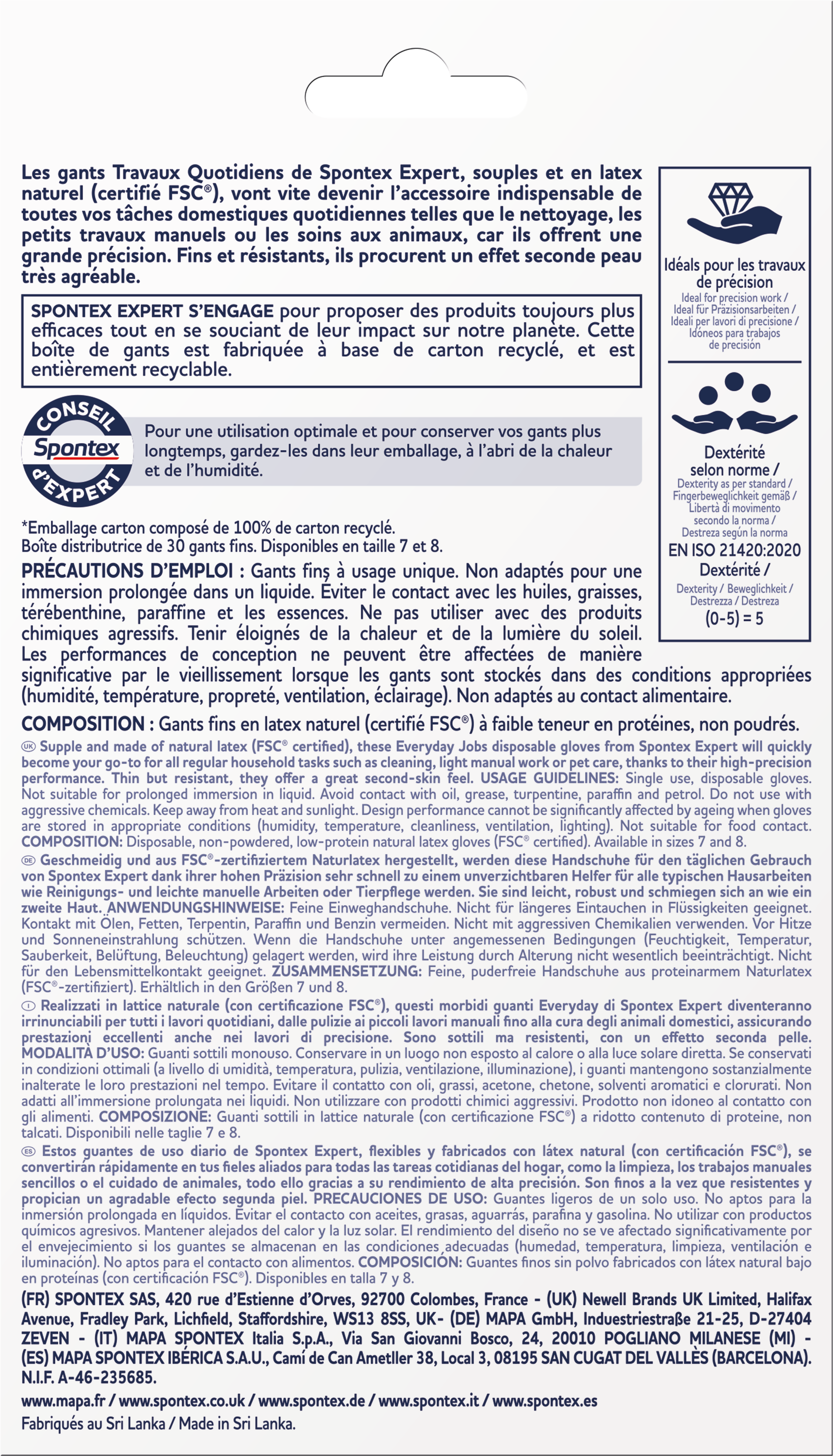 30 gants pour les travaux quotidien SPONTEX EXPERT, T7 - 6