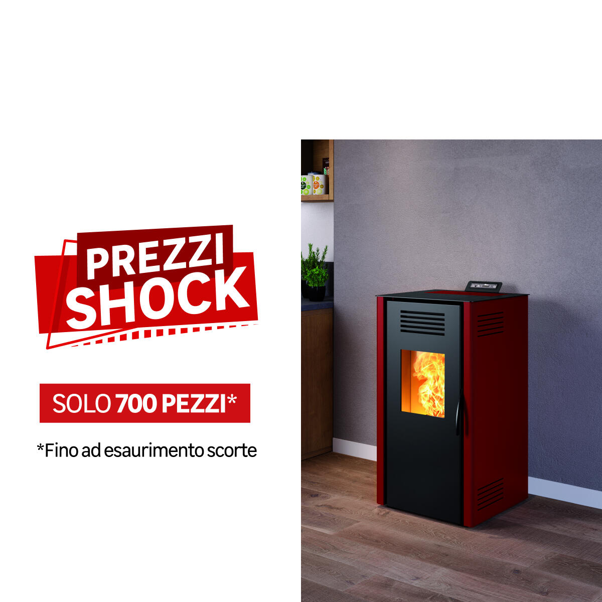 Stufa a pellet ventilata INVICTA Nuova Vieste 7.3 KW bordeaux - 4