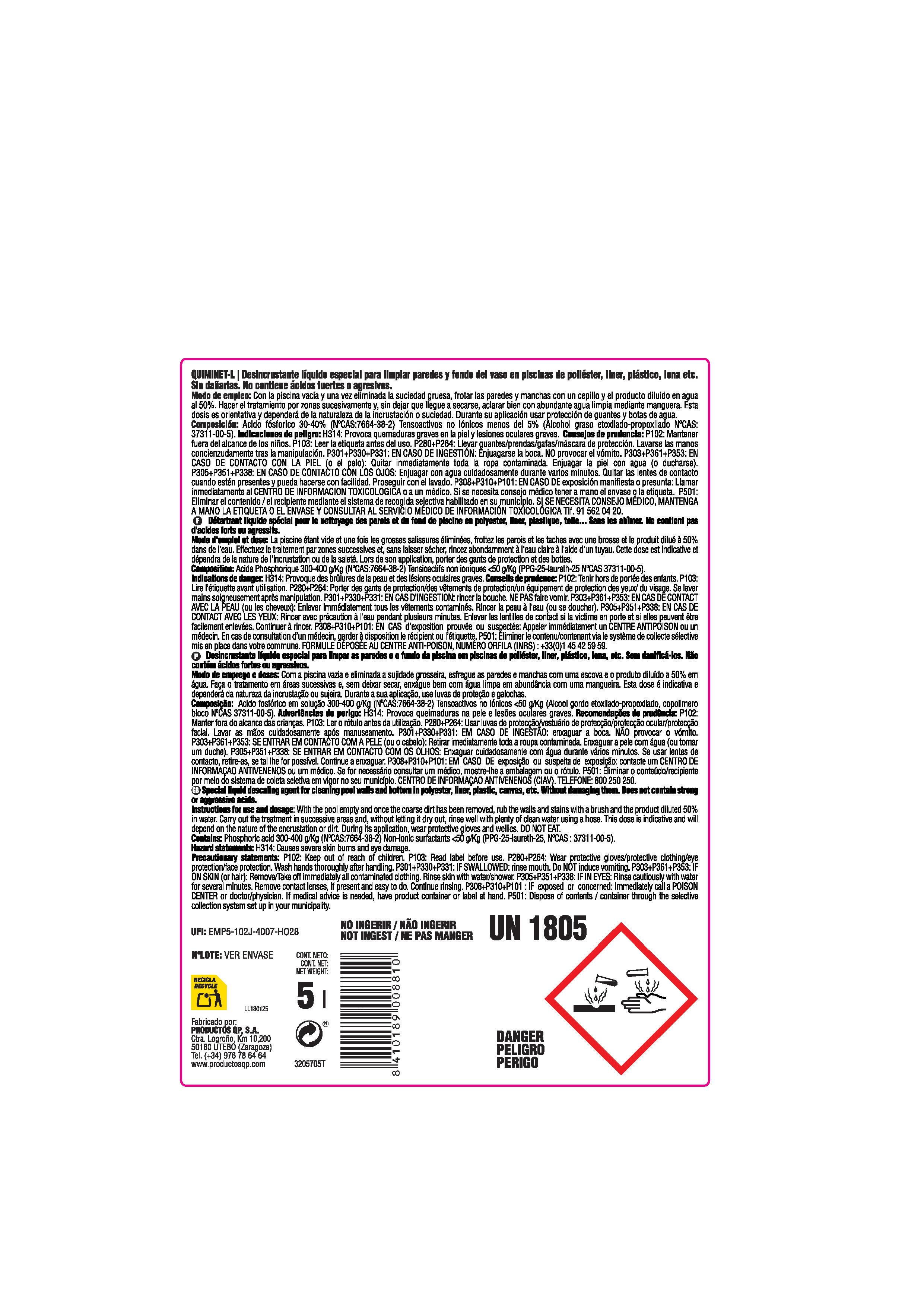 DESINCRUSTANTE LÍQUIDO 5L QUIMICAMP QUIMINET - 3