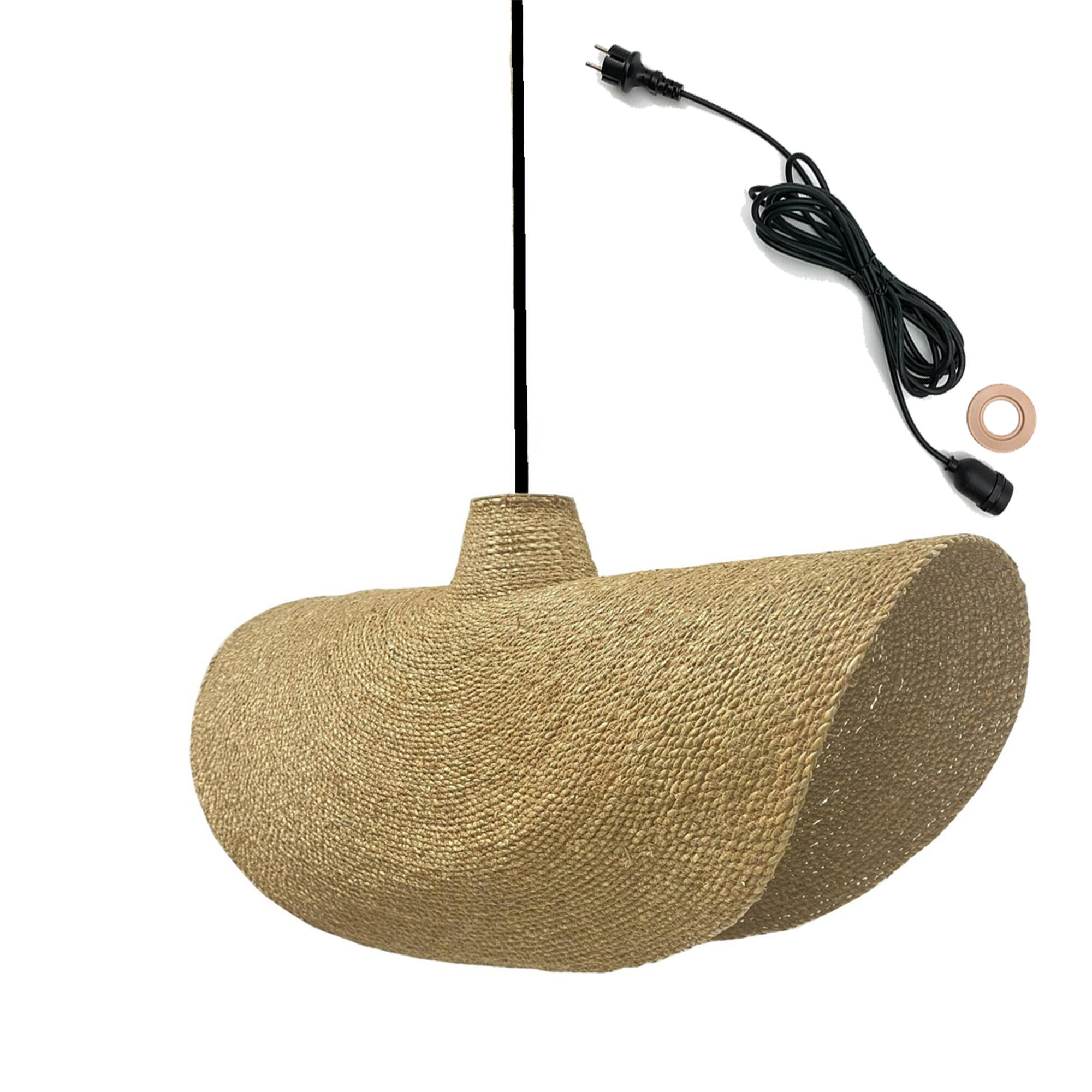 Lámpara de techo colgante de exterior de yute beige 1 luz E27 Kleia Outdoor Cable 90 cm - 2