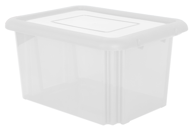 Boite de rangement plastique transparent avec couvercle 55 L 57,5 x 44 x H.31 cm