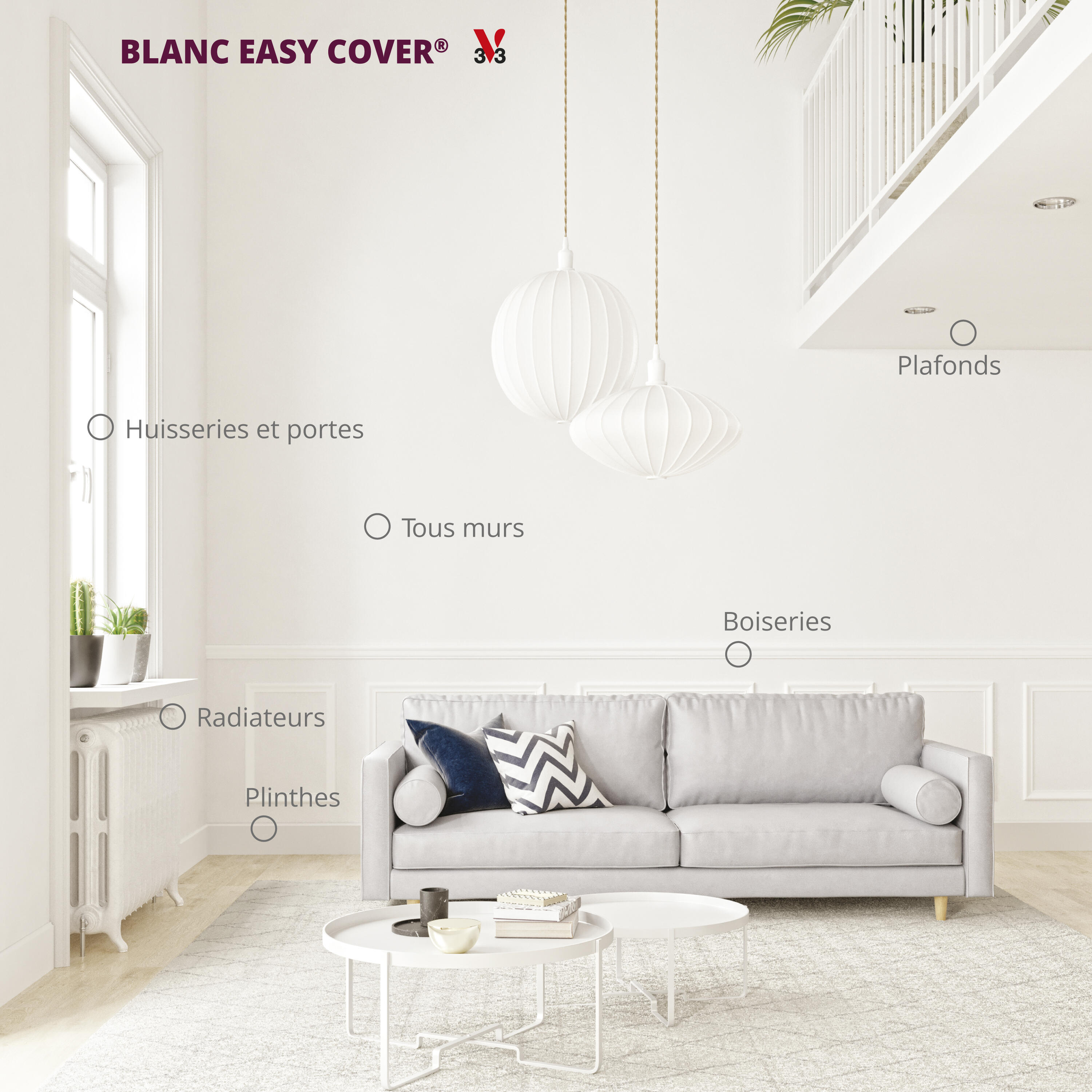 Peinture mur, plafond blanc mat V33 Easy cover® 2.5L - 4