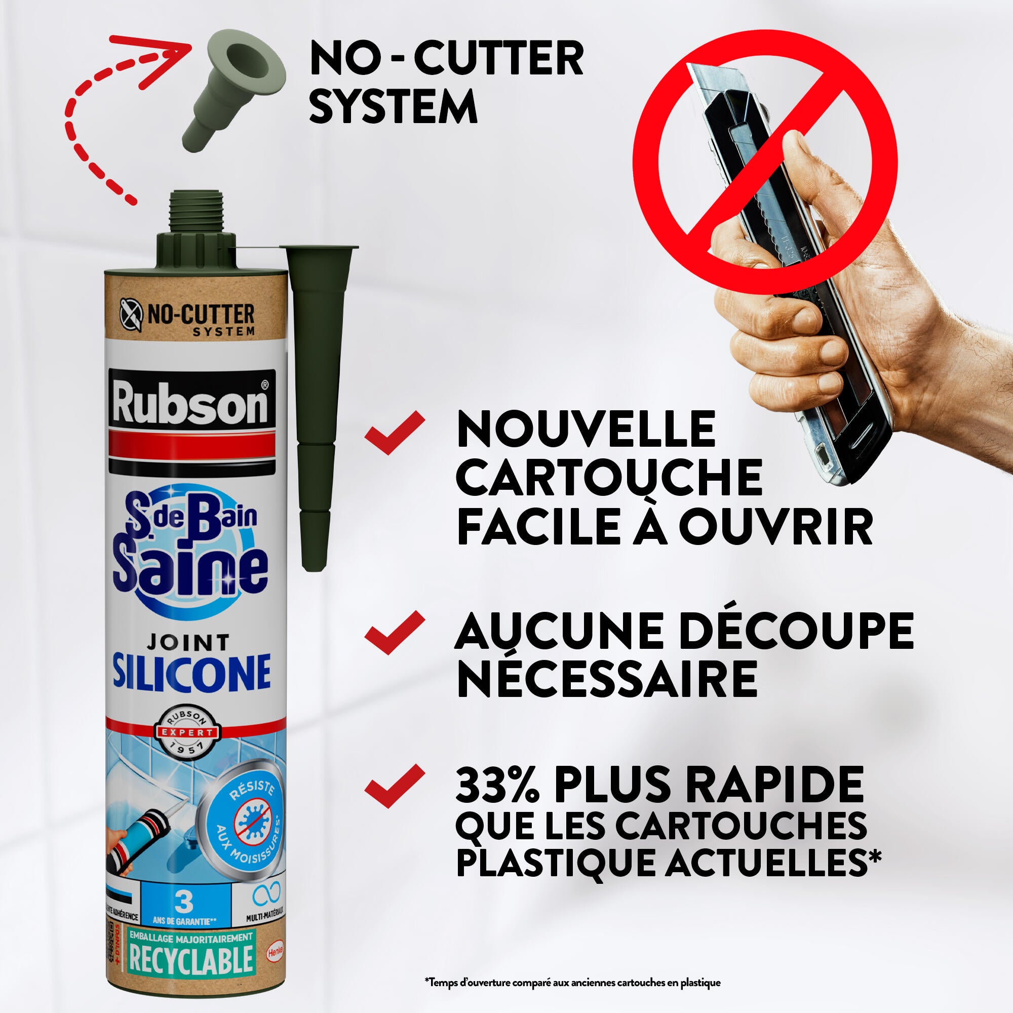 Silicone d'étanchéité Salle de bain saine RUBSON blanc, 280 ml - 6