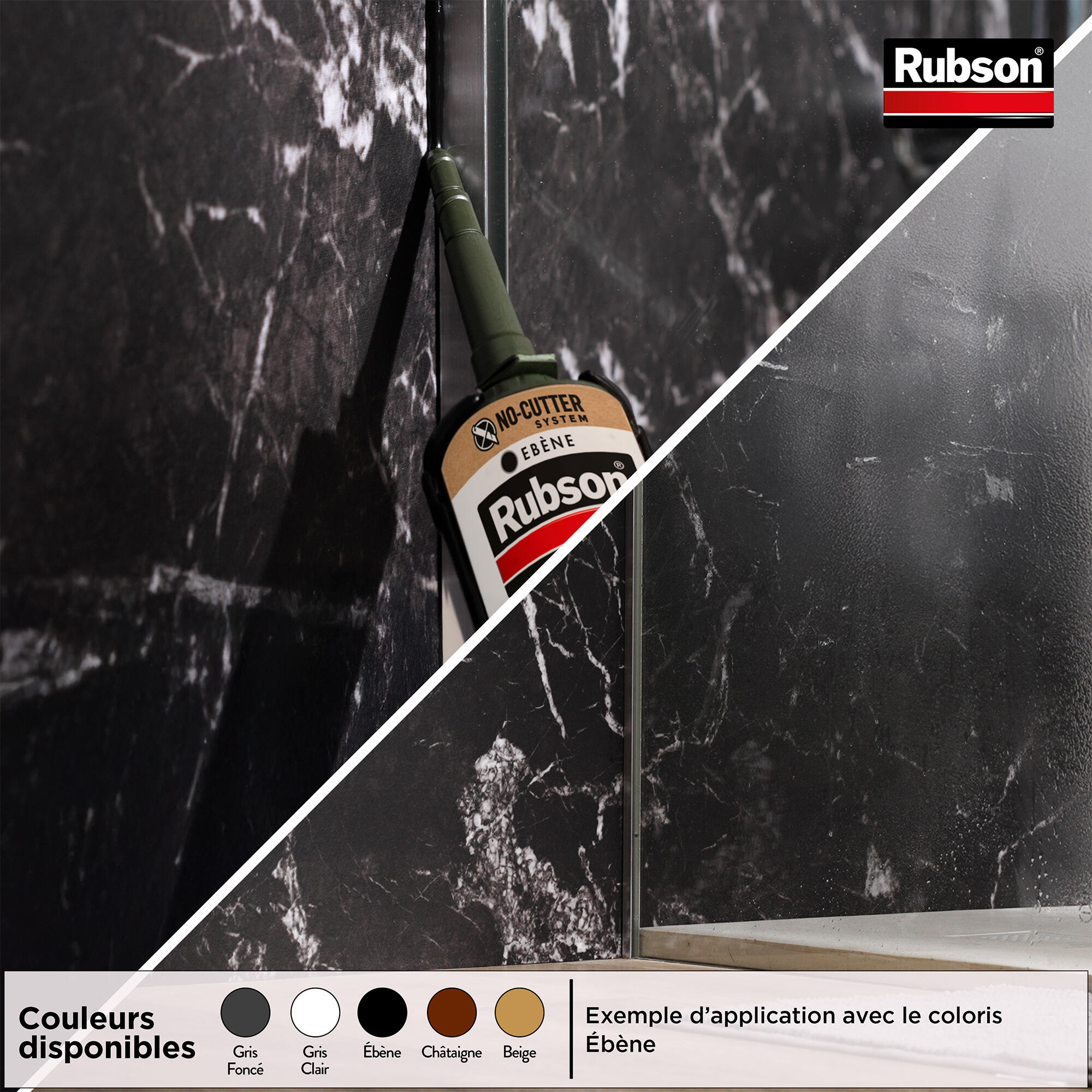 Silicone d'étanchéité Salle de bain saine RUBSON marron clair, 280 ml - 5