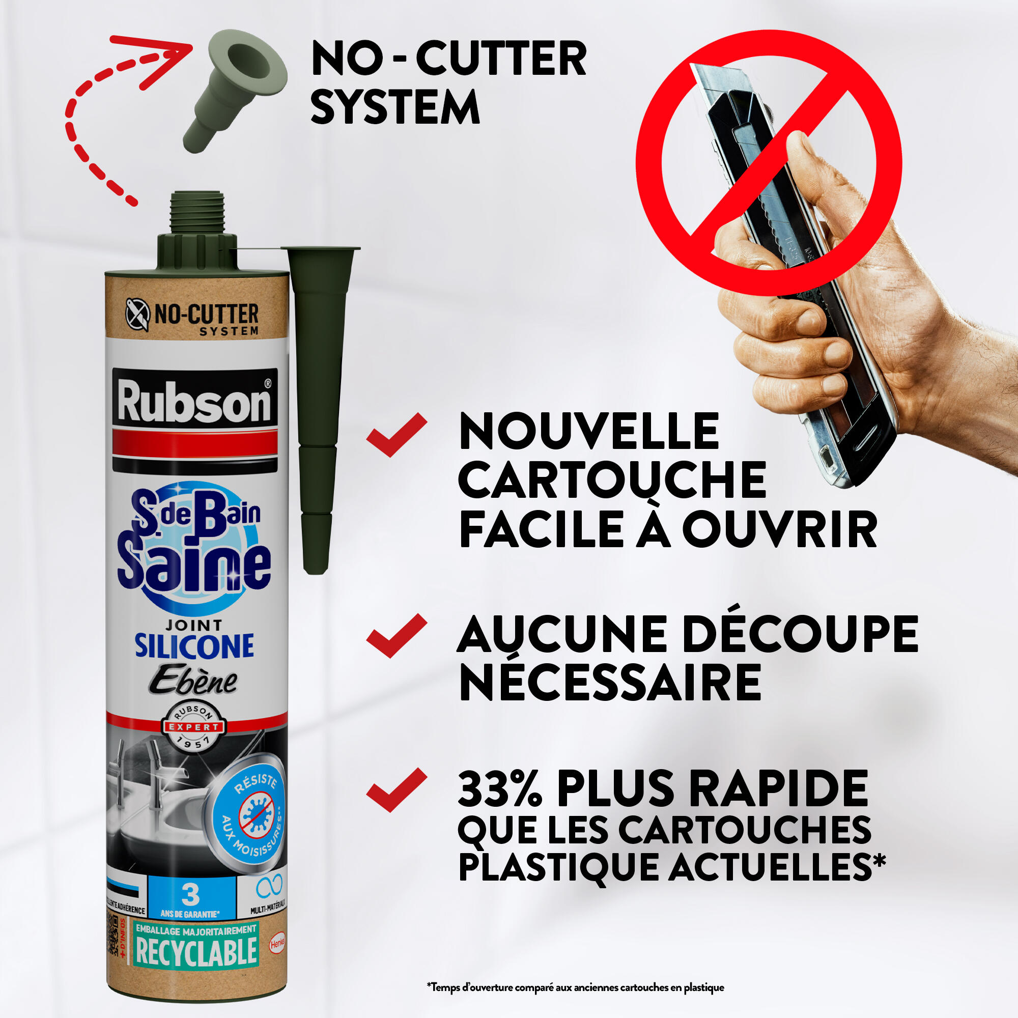 Silicone d'étanchéité Salle de bain saine RUBSON marron clair, 280 ml - 4