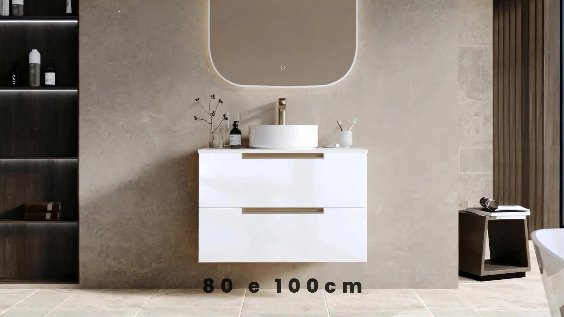 Móvel de casa de banho suspenso 100x45x55 cm branco Lofty - 3