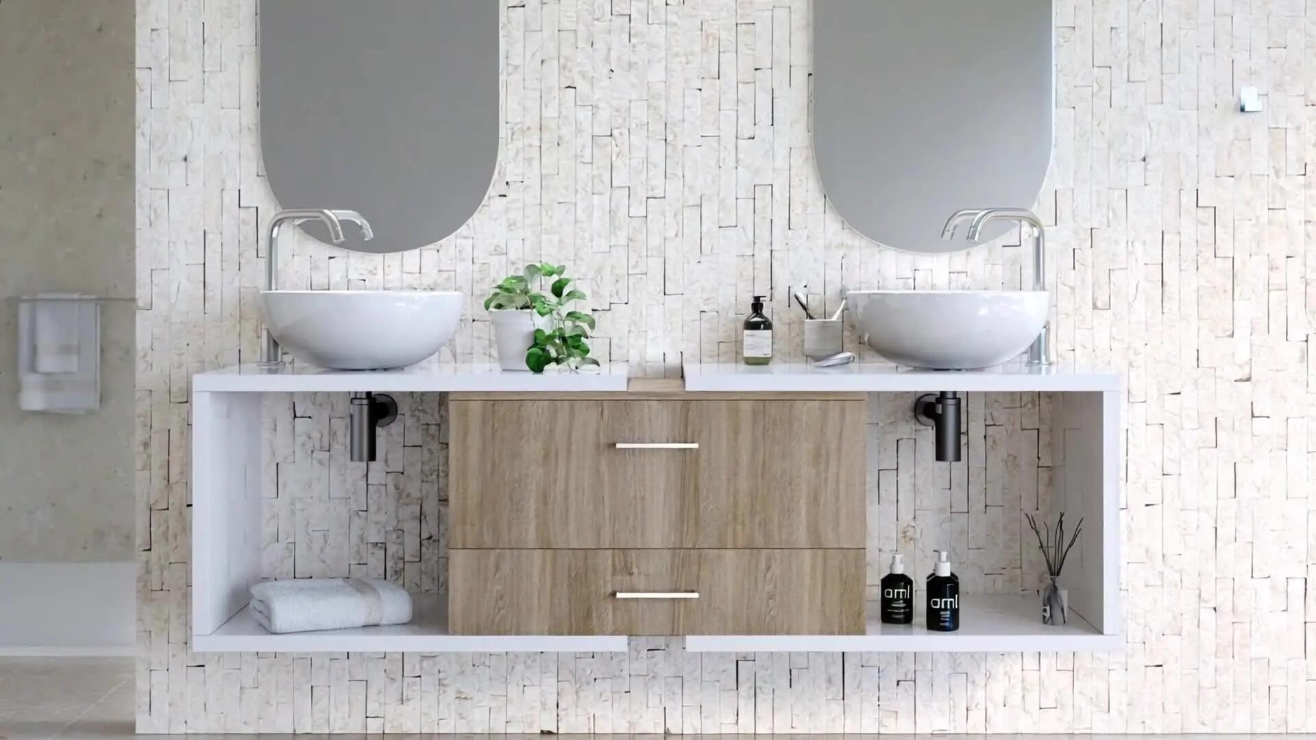 Móvel de casa de banho suspenso 2 gavetas 1 porta 77x44.9x45 cm branco brilhante Aml Adapt - 3