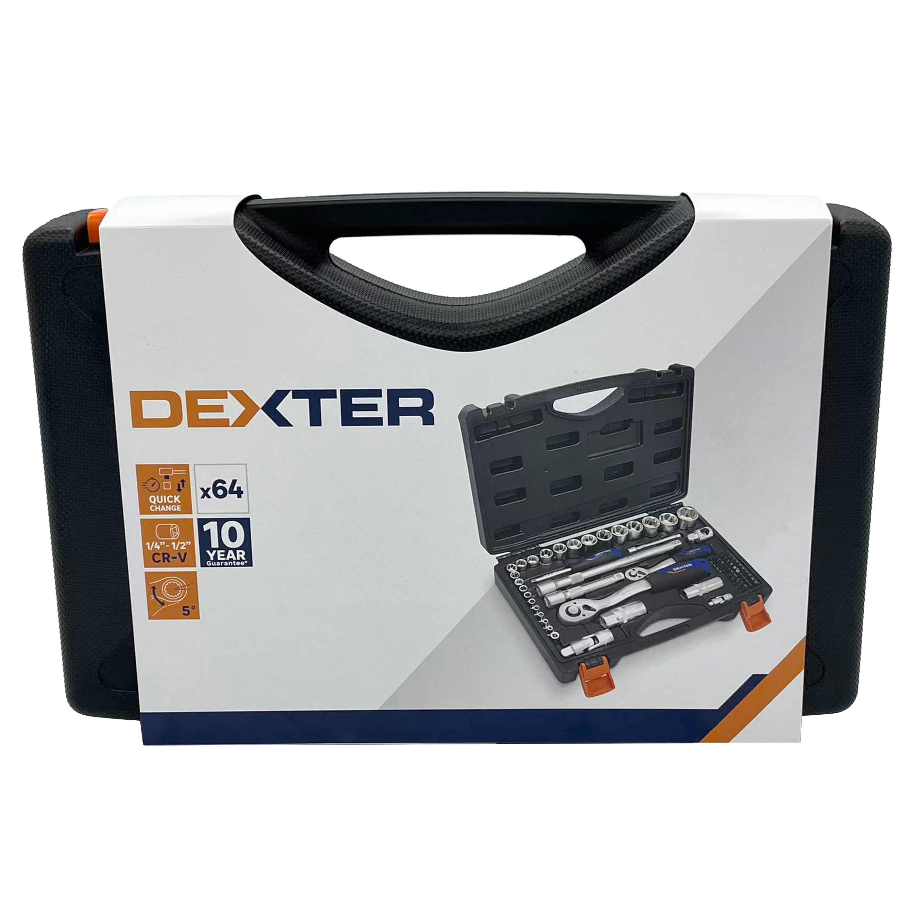 Trusa chei tubulare si chei clichet Dexter, 64 piese | Leroy Merlin