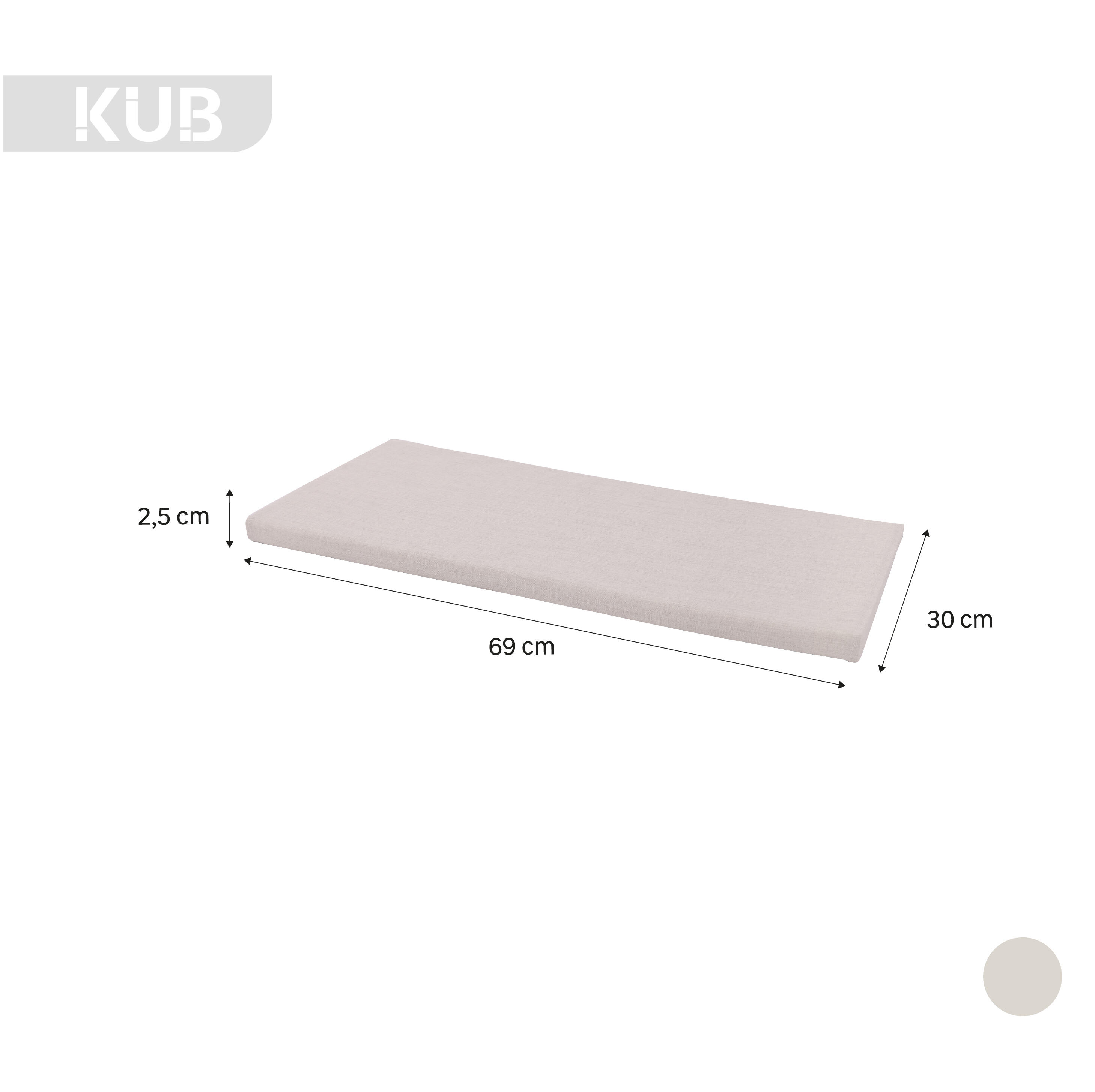 Cuscino per poltrona in poliestere beige SPACEO Kub rettangolare 30 x 69 x Sp 2.5 cm - 3