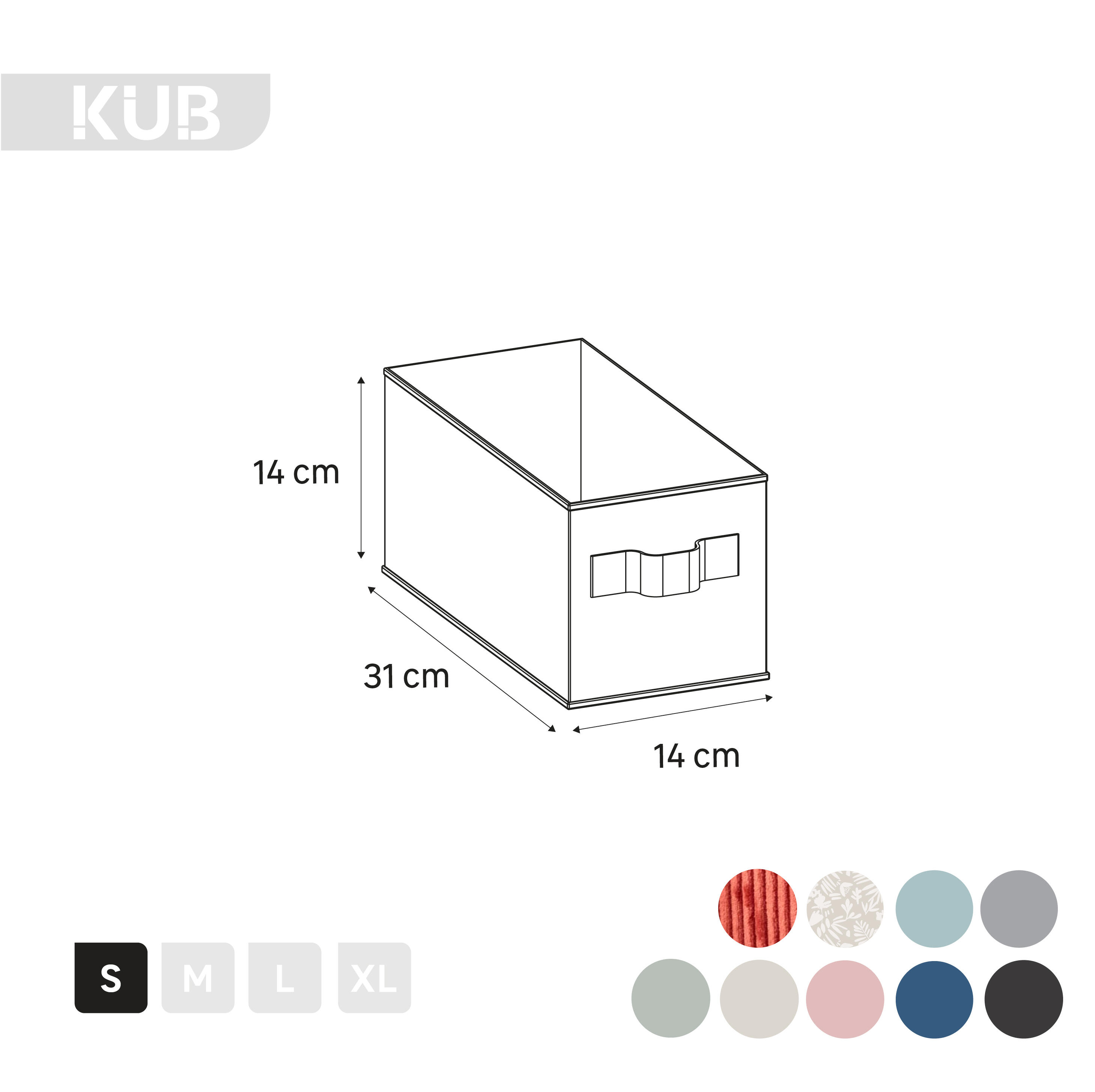 Panier SPACEO Kub effet velours bleu H.14 x l.14 x P.31 cm - 3