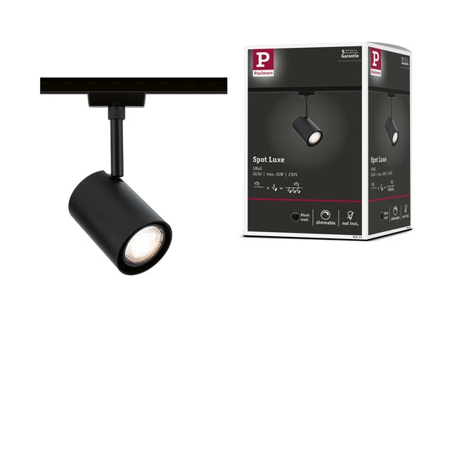 Spot sur rail URail Luxe GU10 max. 10W gradable 230V noir mat, PAULMANN