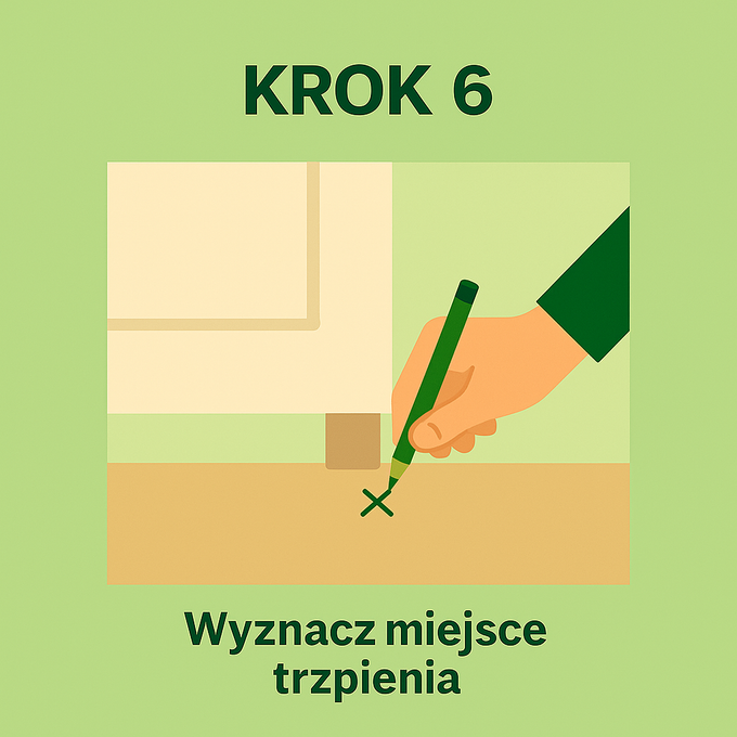 Infografika przedstawiająca wyznaczanie miejsca trzpienia