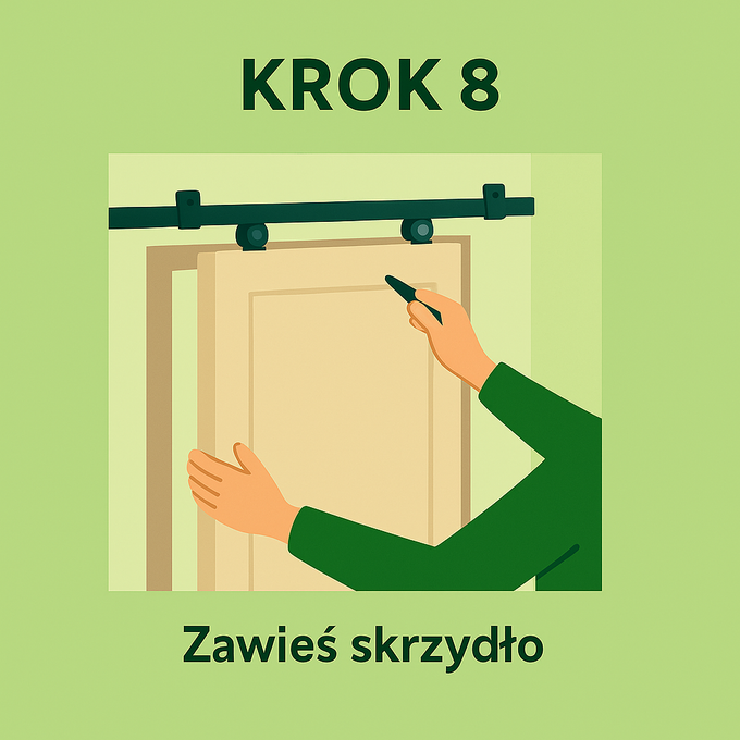 Infografika przedstawiająca zawieszenie skrzydła drzwi