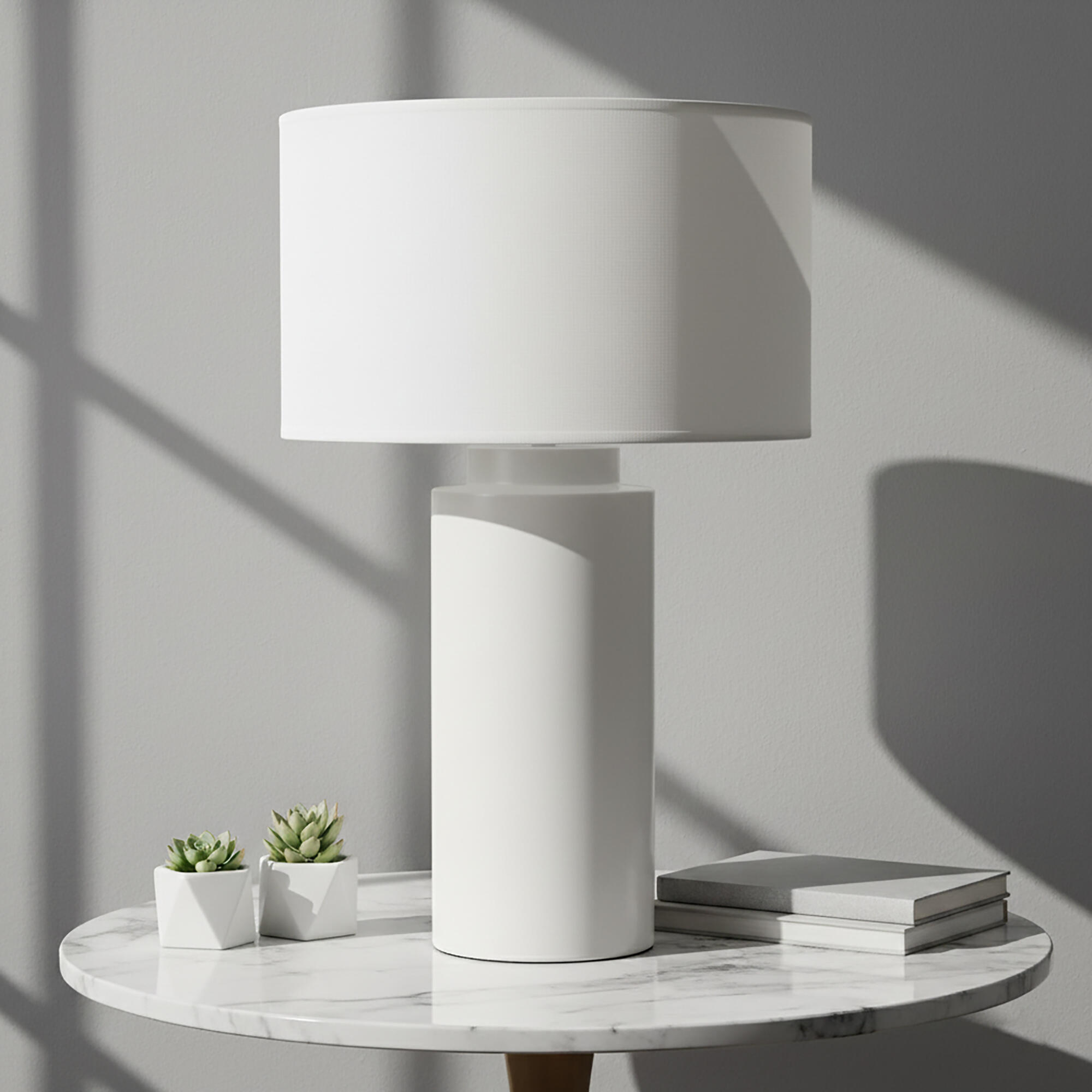 Lámpara de mesa compatible con casquillo e27 albert xtrelamp con estructura cerámica blanca pantalla blanca de lino alimentación a red