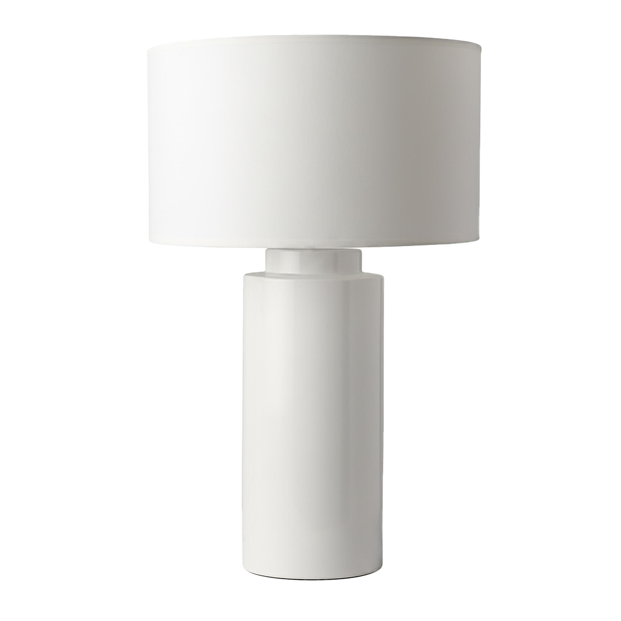 Lámpara de mesa compatible con casquillo E27 Albert XTRELAMP con estructura cerámica blanca pantalla blanca de lino alimentación a red - 5