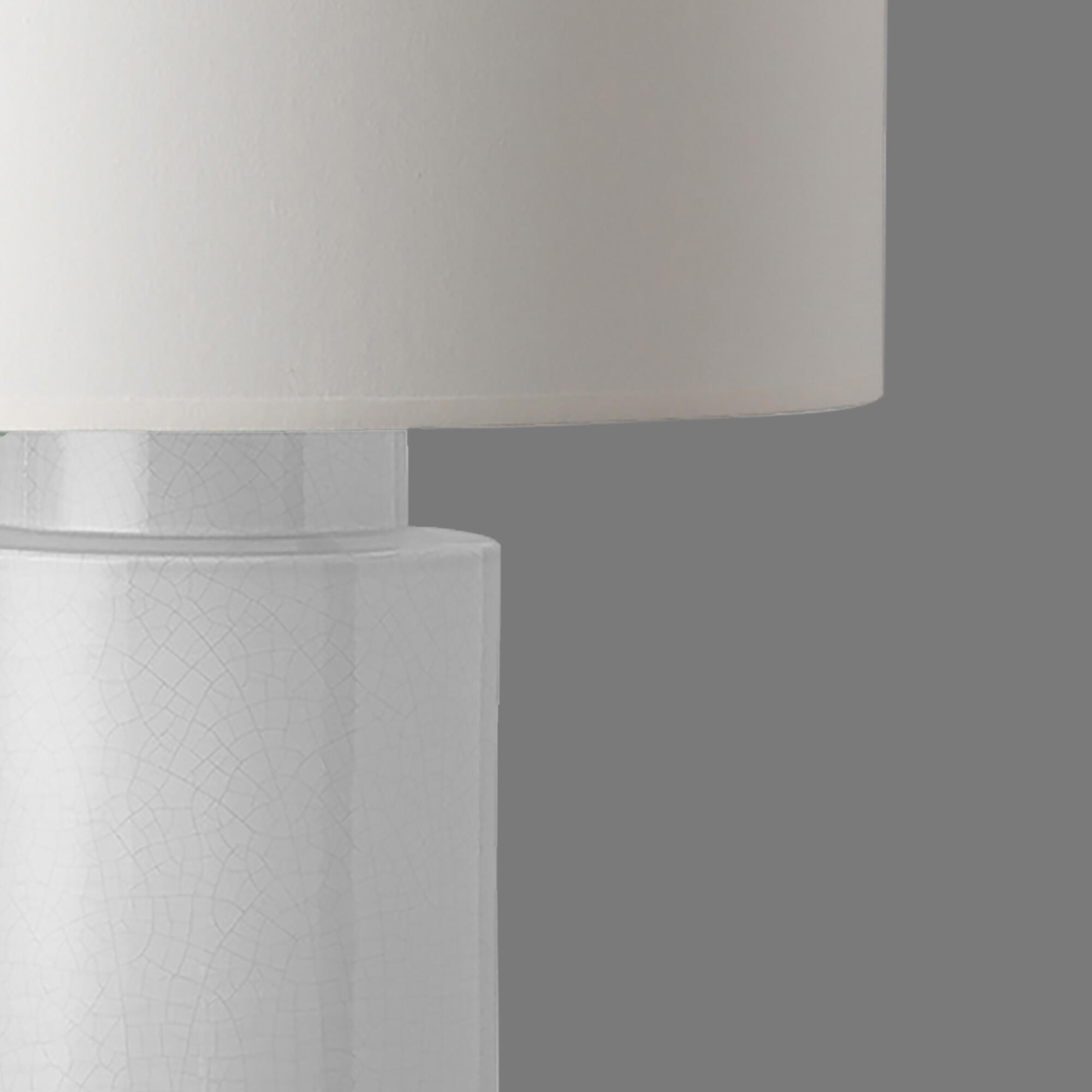 Lámpara de mesa compatible con casquillo E27 Albert XTRELAMP con estructura cerámica blanca pantalla blanca de lino alimentación a red - 7