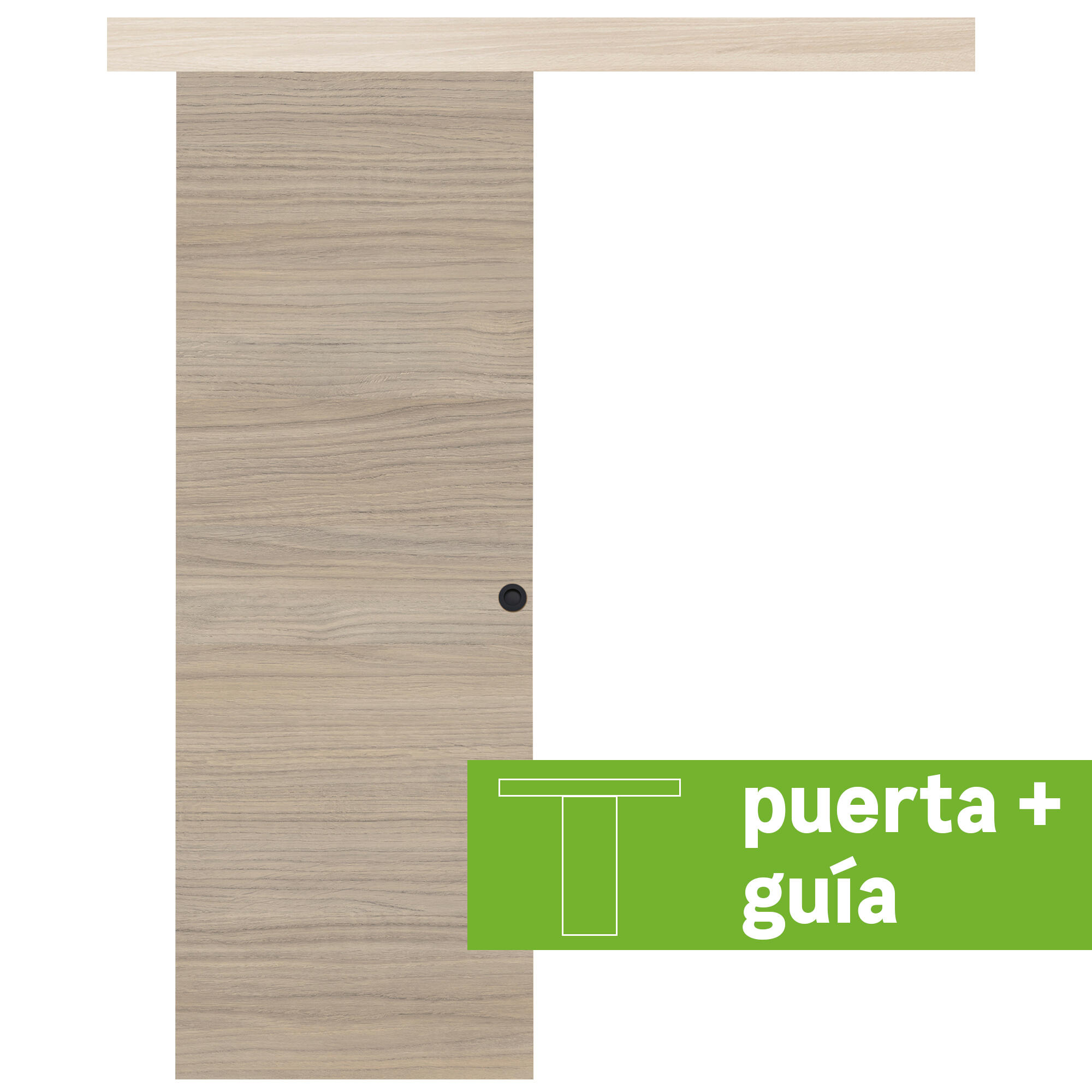 Pack puerta de interior corredera ciega maciza line oslo loft roble acabado laminado con uñero anchura 92,5cm +guia corredera
