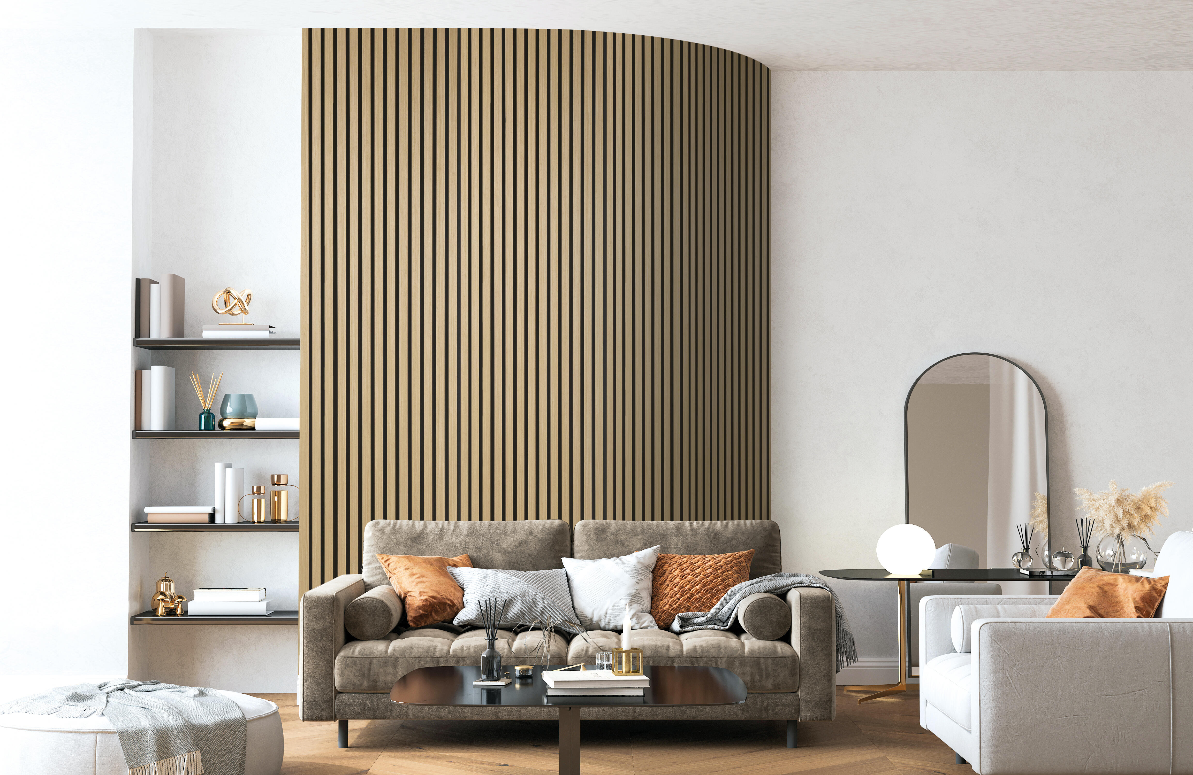 Pannello decorativo fonoassorbente Quanti FIBROTECH nero e rovere chiaro L 244 x L 52 cm, Sp 18 mm - 4