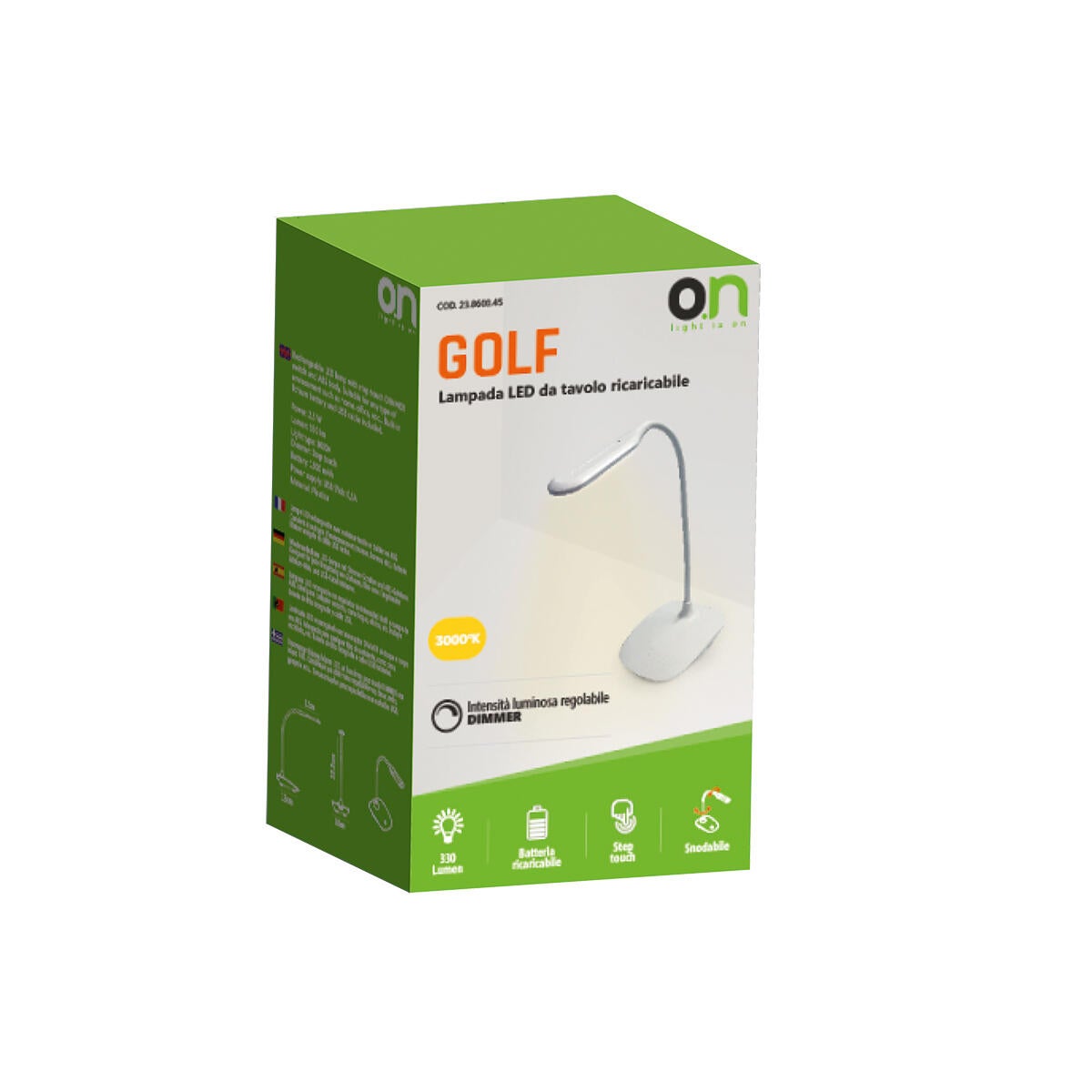 Lampada da scrivania LED moderno GOLF a batteria bianco, luce calda Luce bianco caldo 330 LUMEN - 2