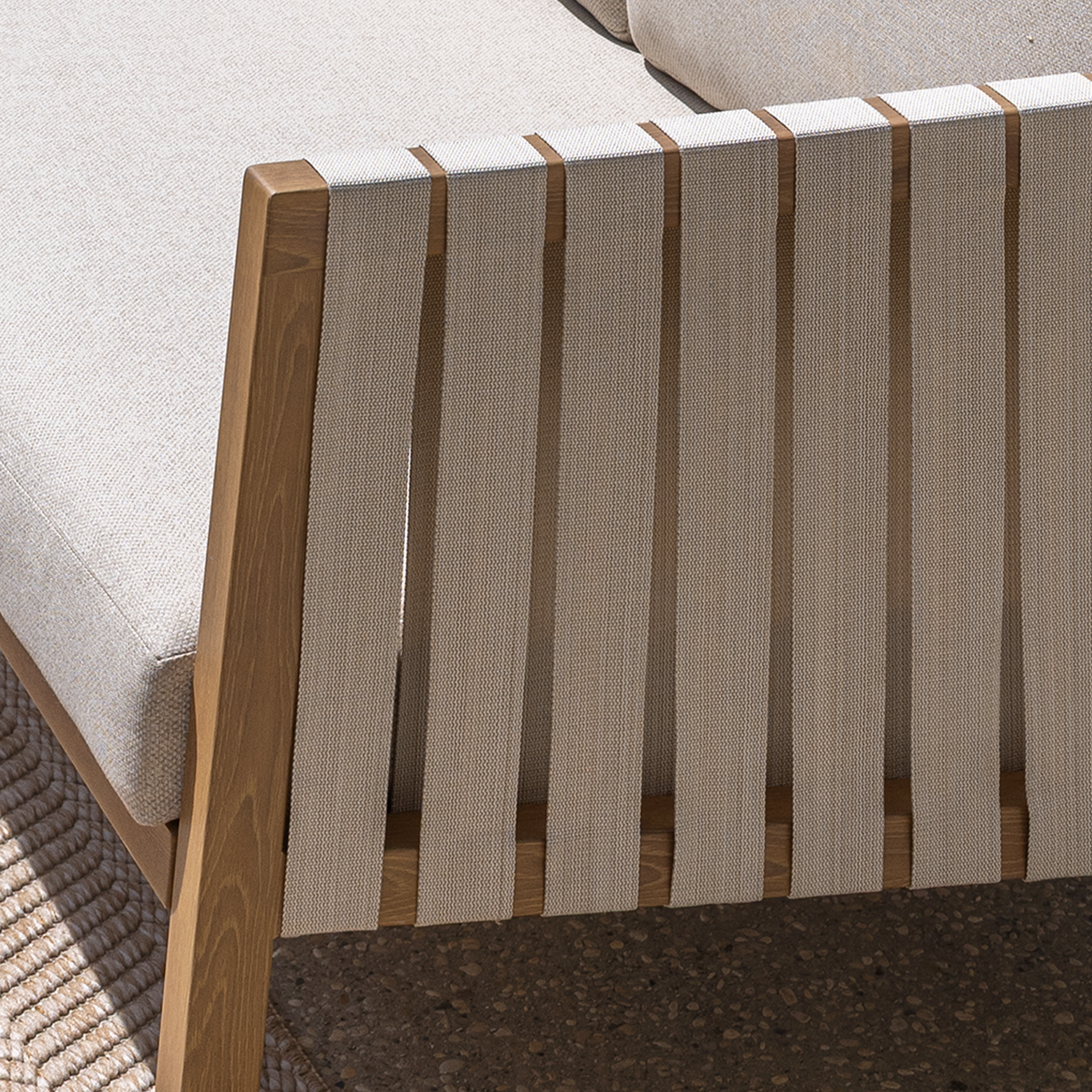 Sofá de 2 lugares em alumínio efeito madeira e corda 85x158x79 cm Naterial Okinawa - 13