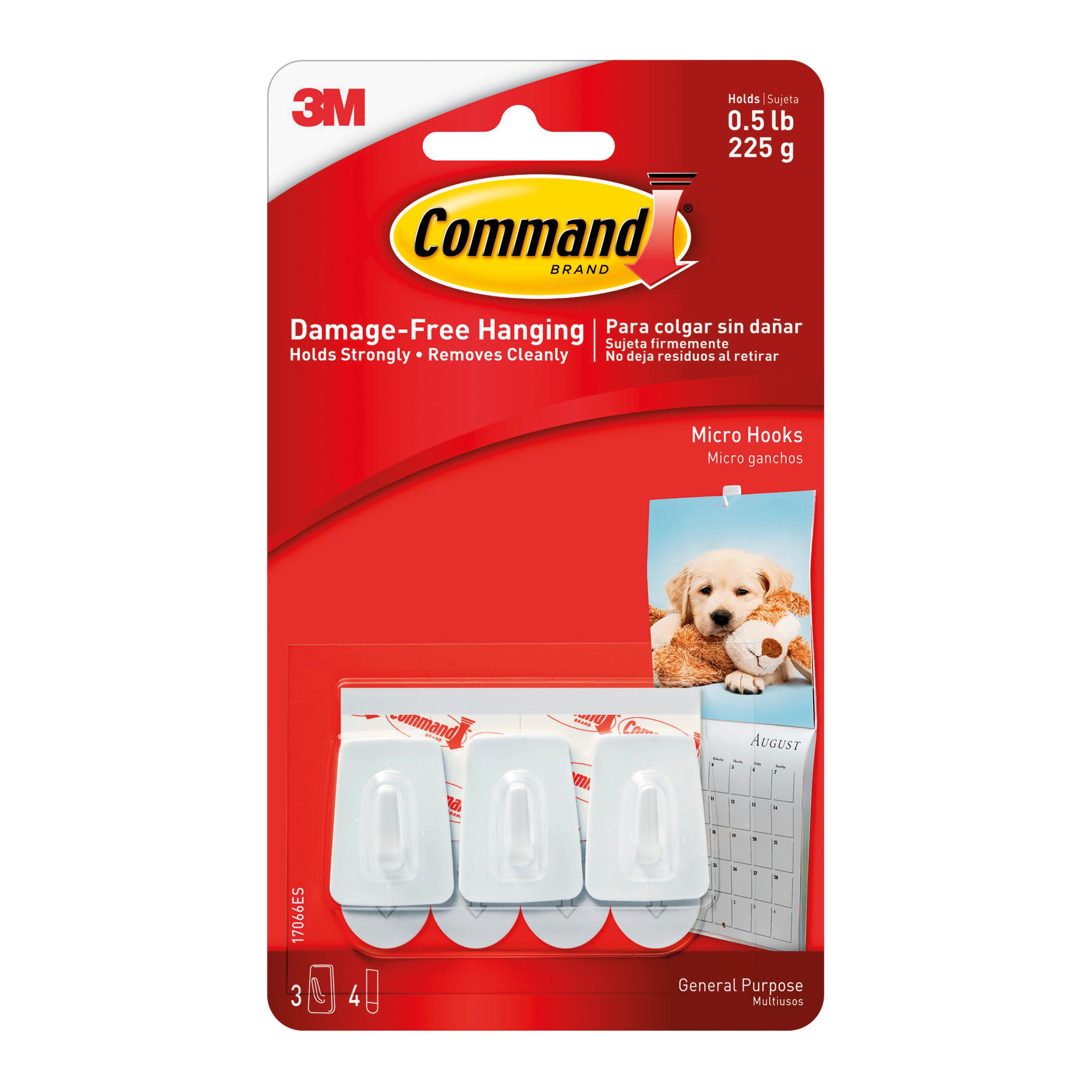 Command W17088Q - Gancio impermeabile in plastica, misura L, portata max. 3,4 kg, ovale, con 2 strisce adesive, colore: bianco, 1 pz