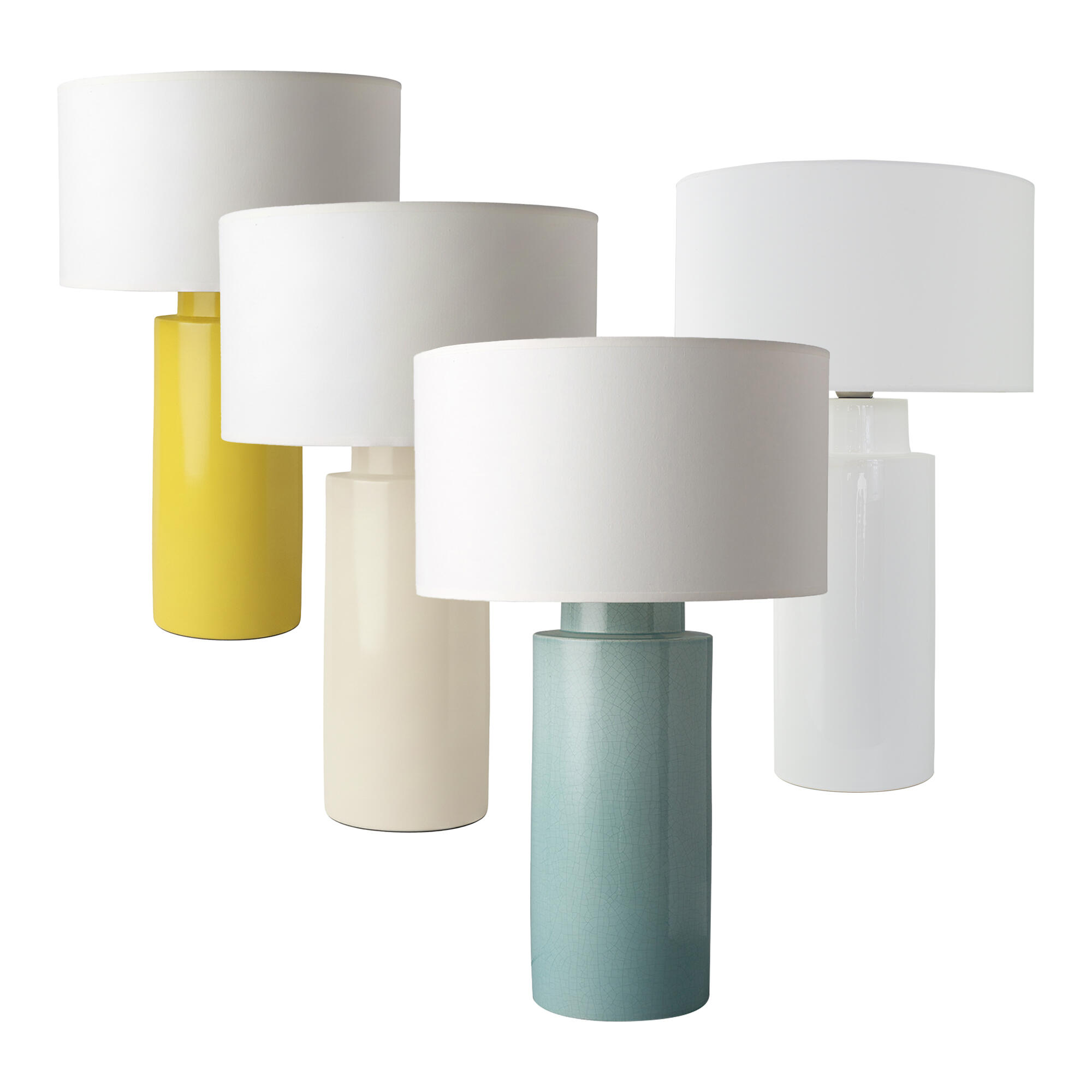 Lámpara de mesa compatible con casquillo E27 Albert XTRELAMP con estructura cerámica blanca pantalla blanca de lino alimentación a red - 9