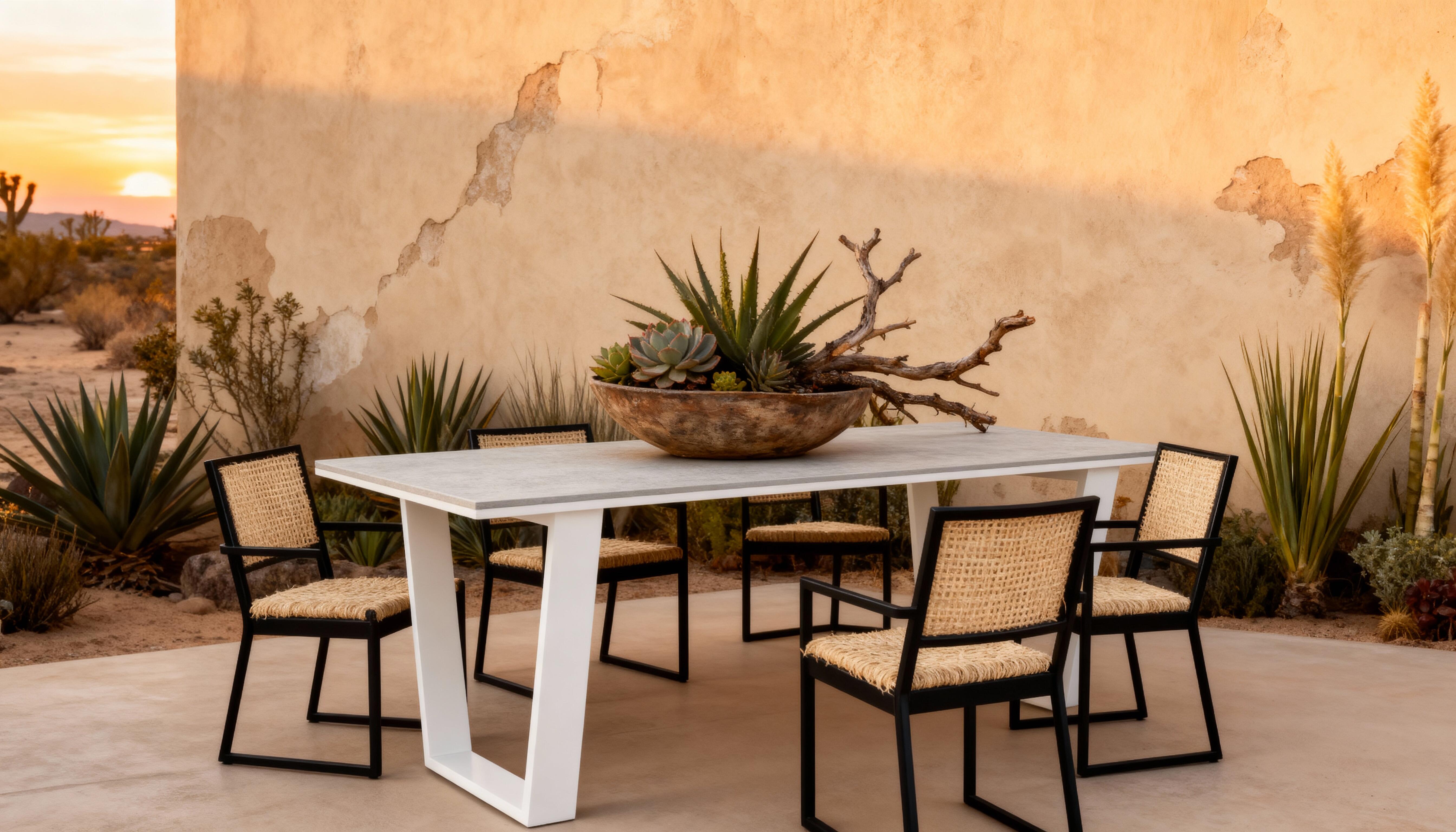 Mesa de jardín de aluminio y cerámica Guiza blanco de 90x73x180 cm - 16