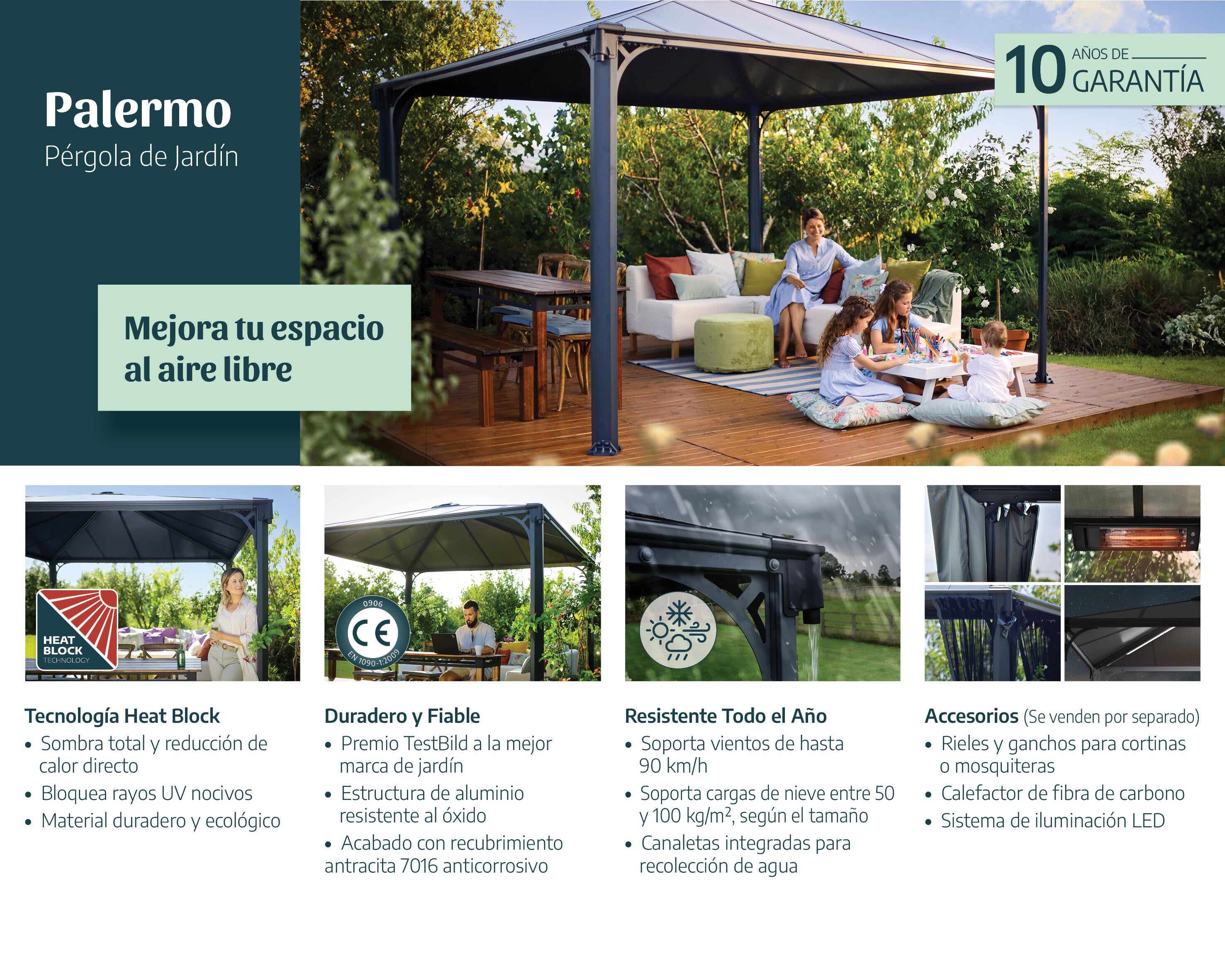 Cenador de aluminio CANOPIA BY PALRAM de 295 x 295 cm gris - 23
