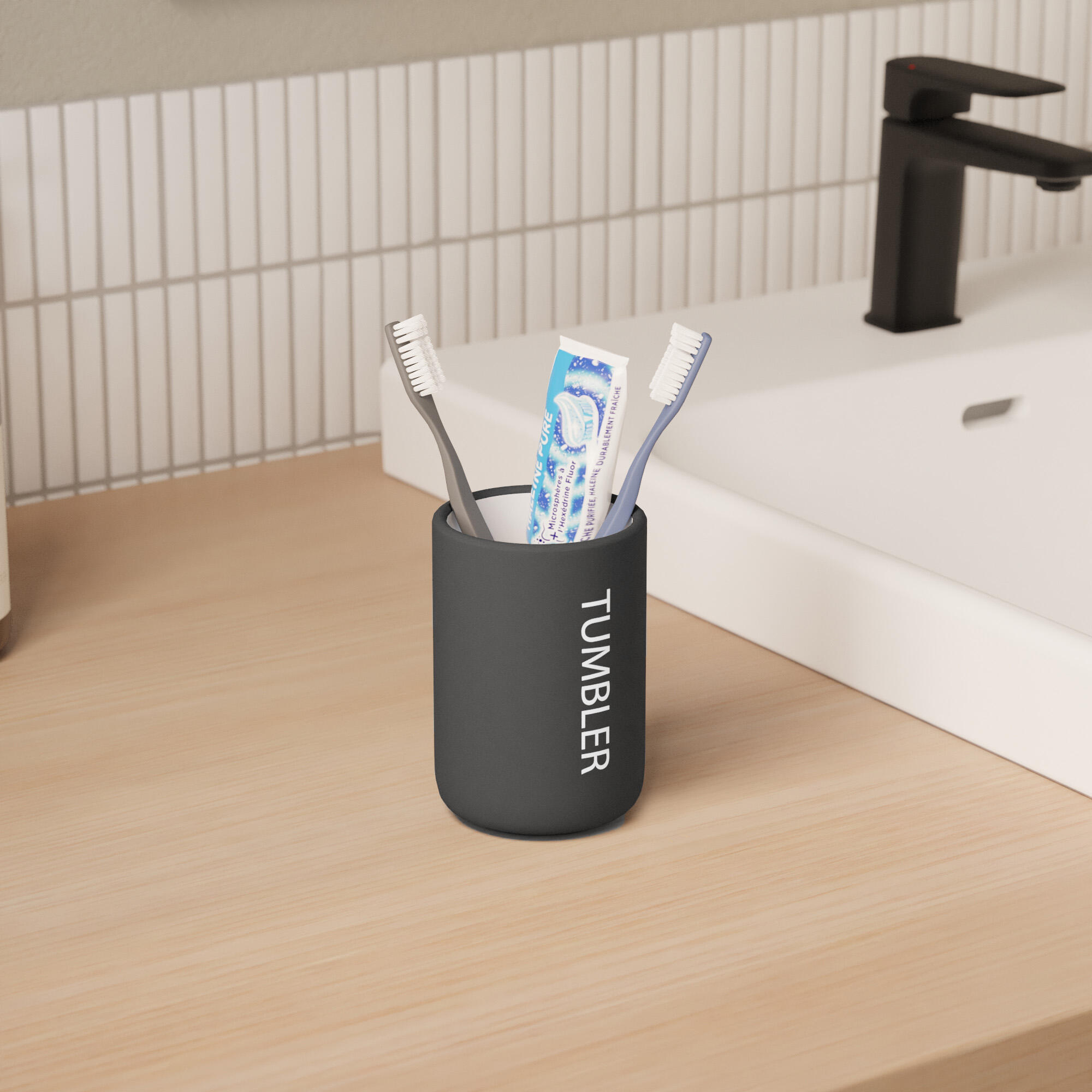 Gobelet de salle de bains Soft noir SENSEA - 3