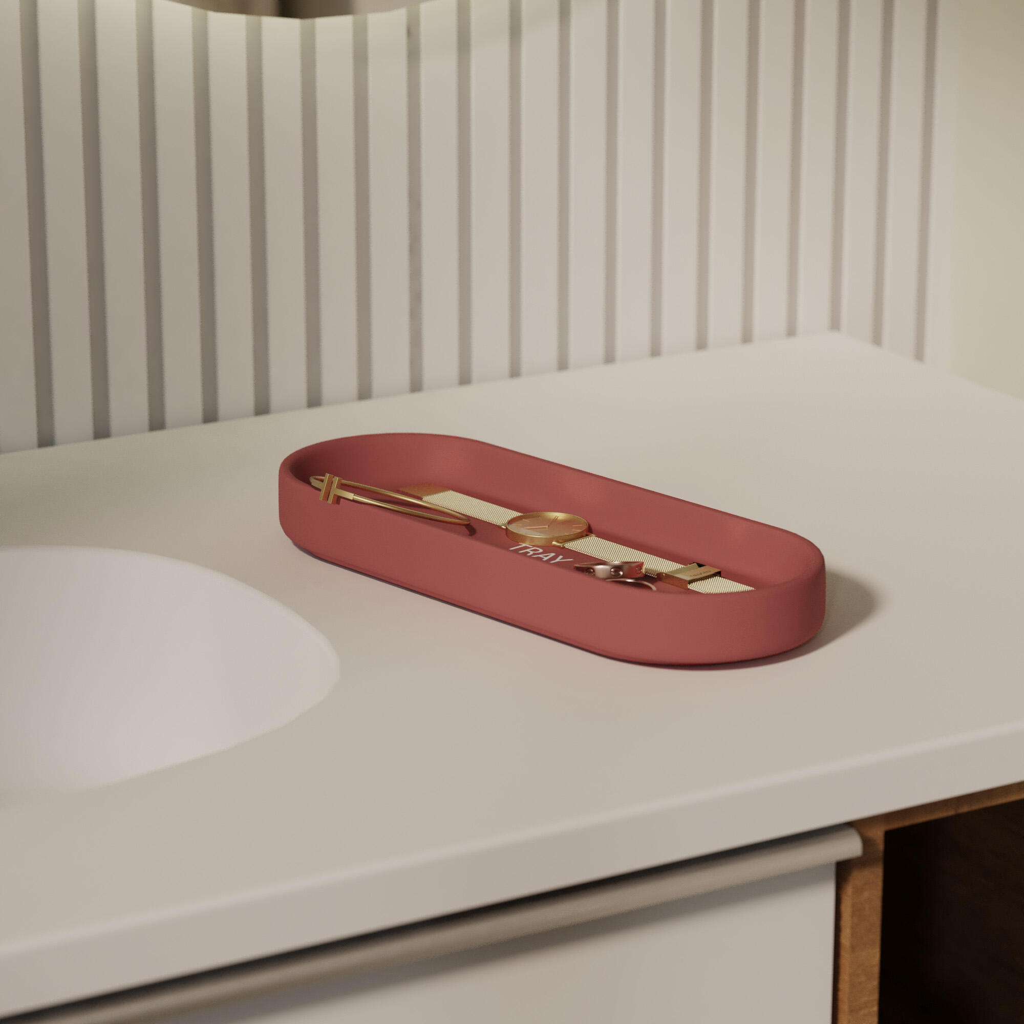 Podstawka łazienkowa taca pod kubki kosmetyki Soft bistro czerwona Sensea - 3