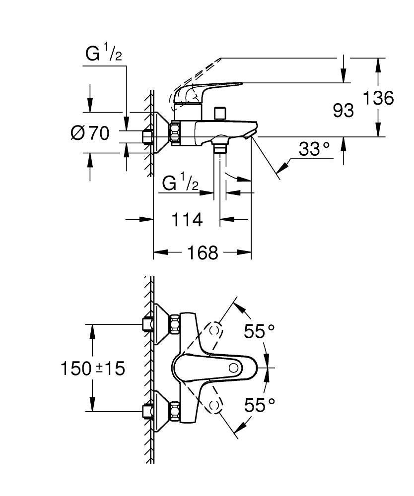 Grifo de bañera monomando GROHE Swift cromo brillo Antical Latón - 4