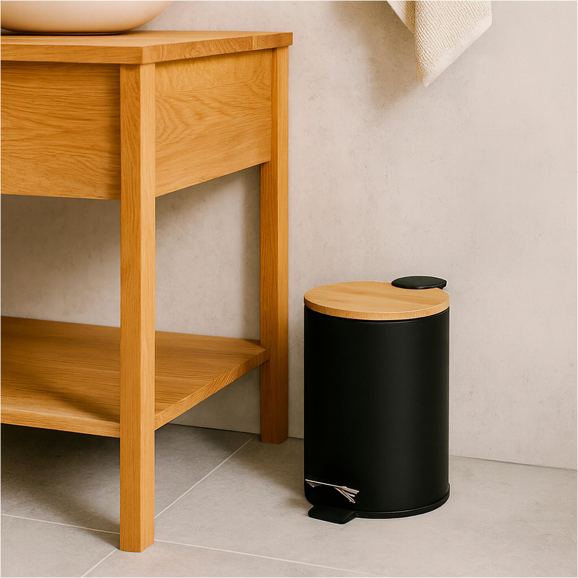 Balde de casa de banho 17x23x17 cm preto mate 3 lt Deblanch Luum - 3