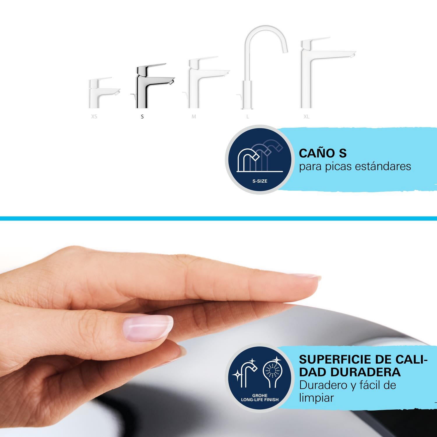 Grifo de lavabo GROHE Swift monomando cromo brillo. Apertura en frío. Antical.  - 5