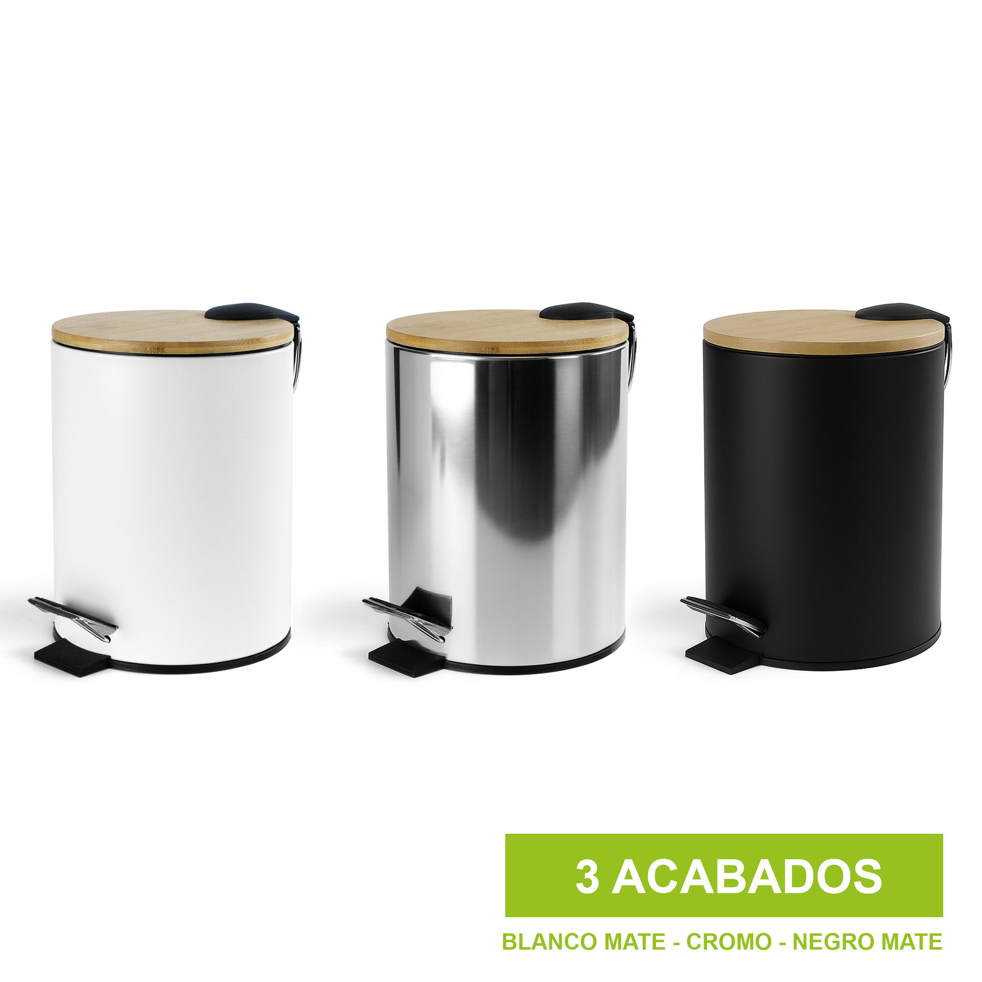 Balde de casa de banho 17x23x17 cm preto mate 3 lt Deblanch Luum - 7