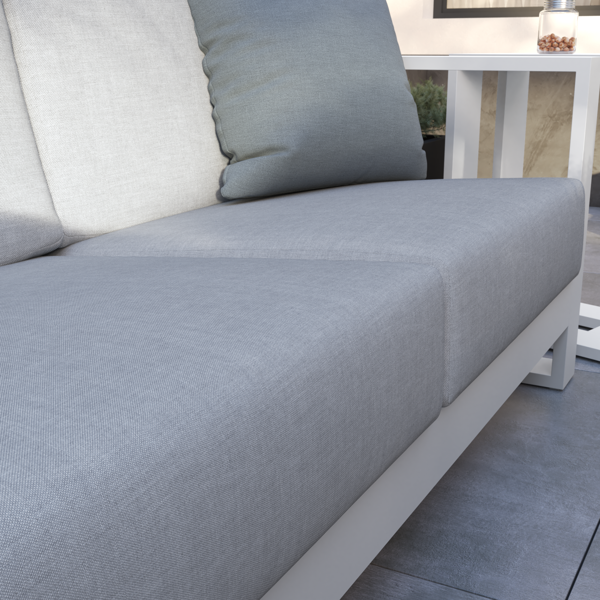 Poltrona da giardino con cuscino grigio e braccioli Athena NATERIAL, struttura in alluminio seduta in alluminio bianco, L 95 x H 91 x P 88 cm - 7