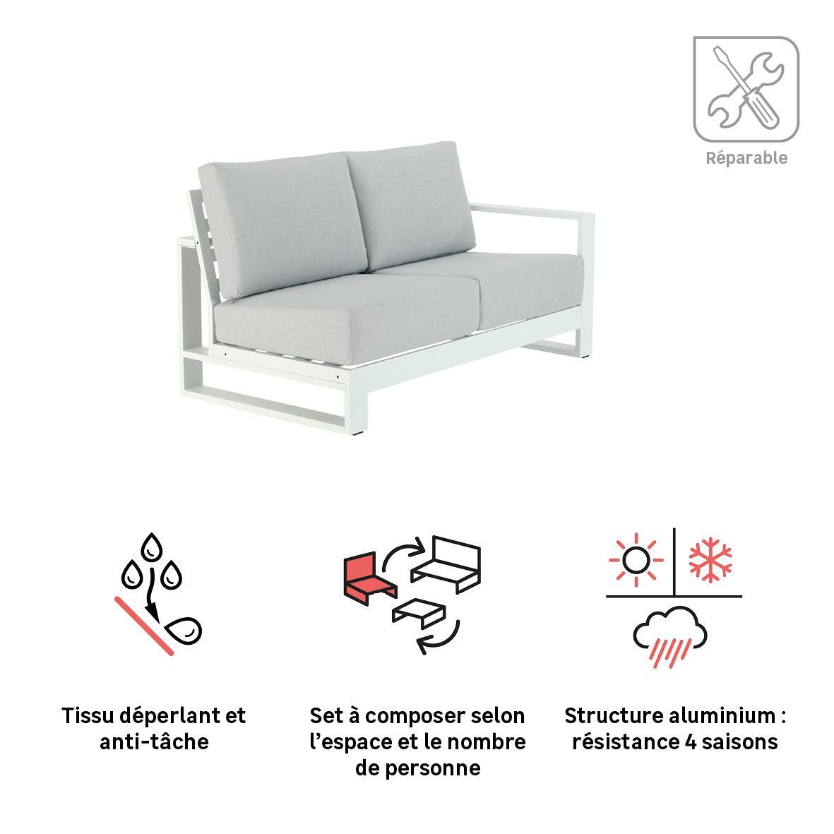 Sofá de jardim canto esquerdo branco Athena Naterial - 10