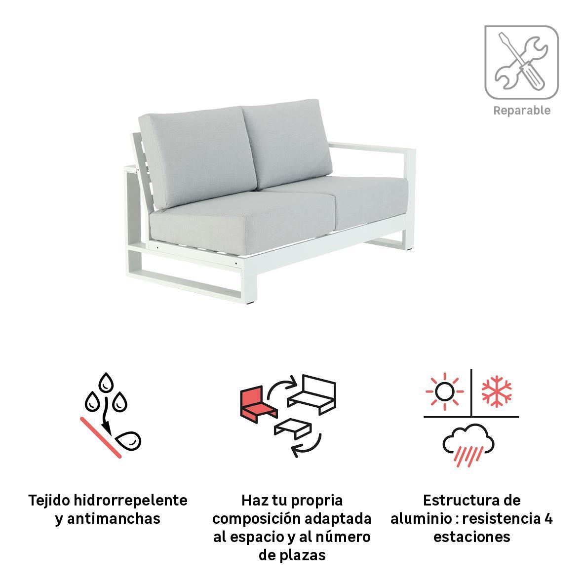 Sofá de jardim canto esquerdo branco Athena Naterial - 9