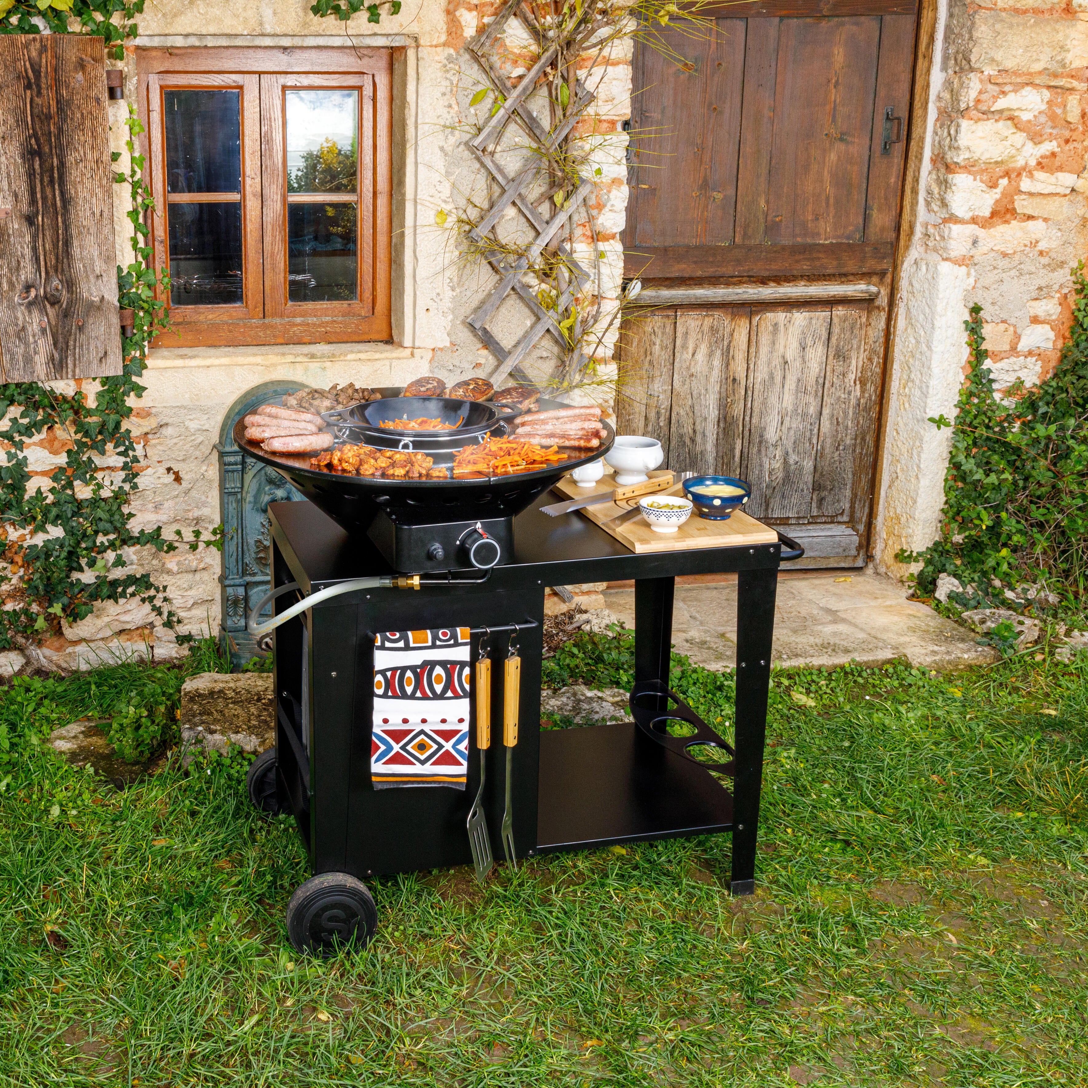 Braséro gaz SOMAGIC avec cuve 70 cm + 2 plaques et wok en fonte - 4