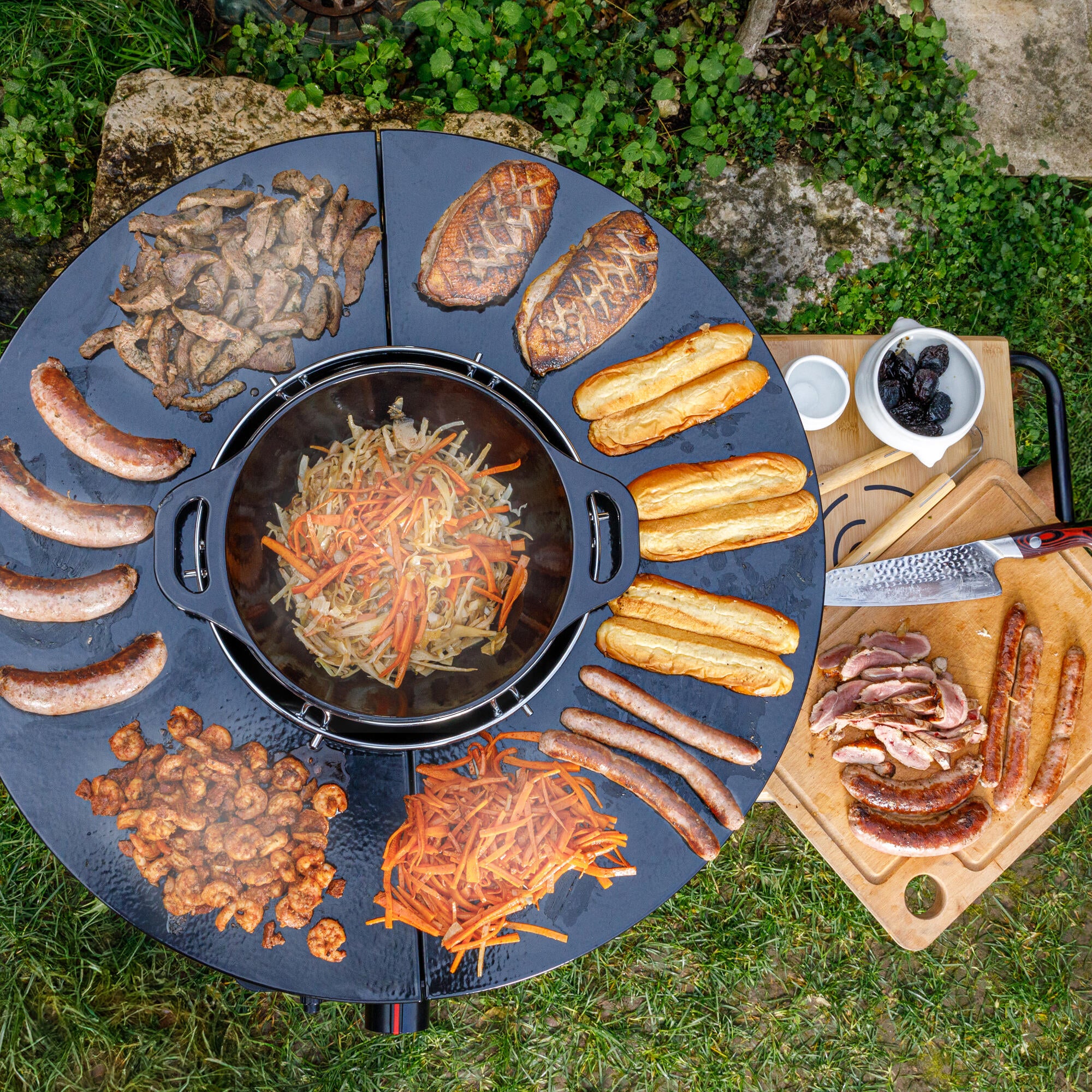 Braséro gaz SOMAGIC avec cuve 70 cm + 2 plaques et wok en fonte - 2