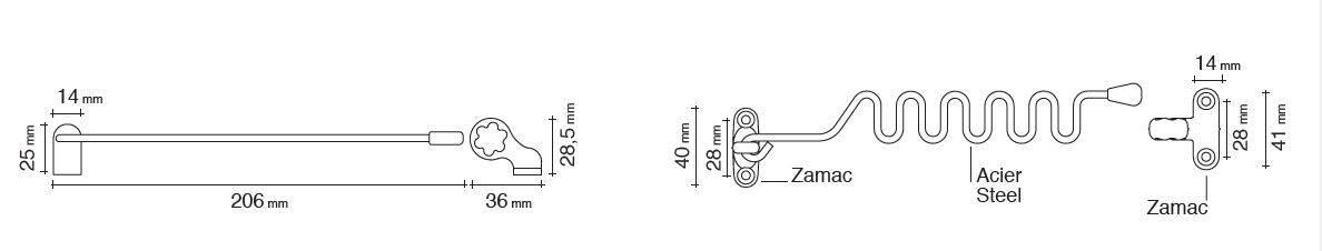 Entrebâilleur de fenêtre zamak blanc, SOCONA Sairpentin - e1b - 3