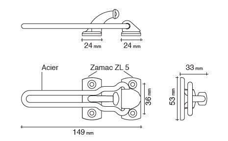 Entrebâilleur de porte zamak gris, SOCONA Classic - o1 - 5