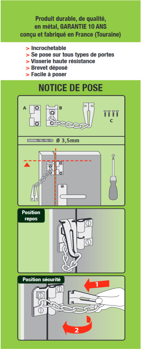 Entrebâilleur de fenêtre zamak argent, SOCONA Airbaie - b1 - 6