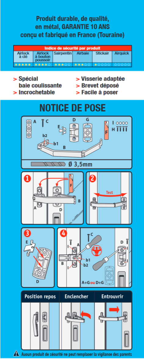 Entrebâilleur de fenêtre zamak blanc, SOCONA Airbaie - b2 - 8