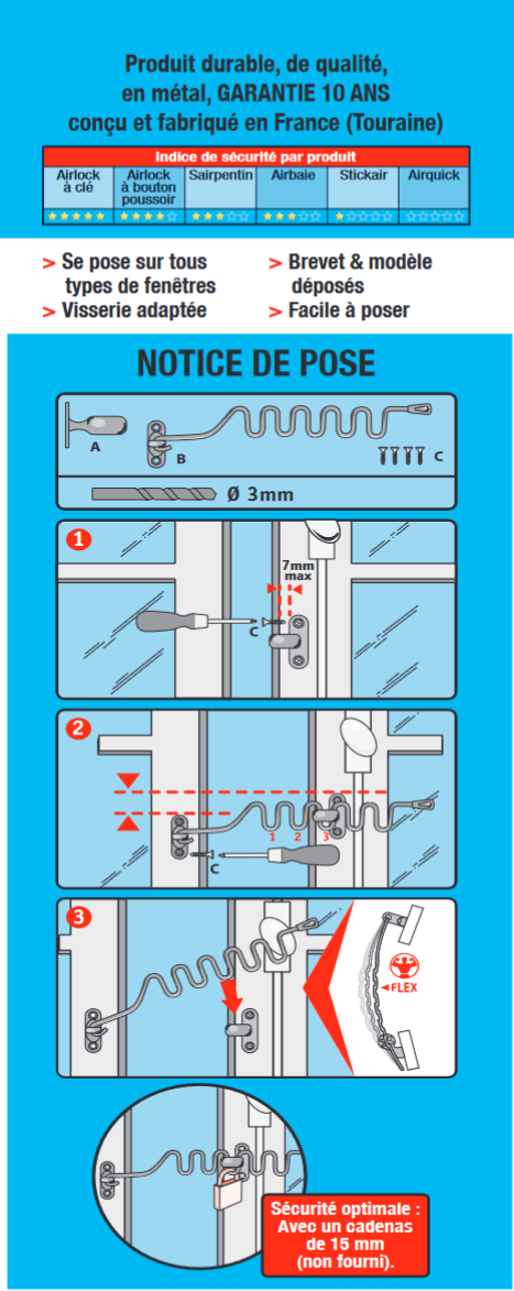 Entrebâilleur de fenêtre zamak blanc, SOCONA Sairpentin - e1b - 6
