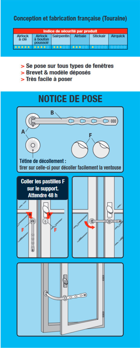 Entrebâilleur de fenêtre plastique blanc, SOCONA Airquick - 9