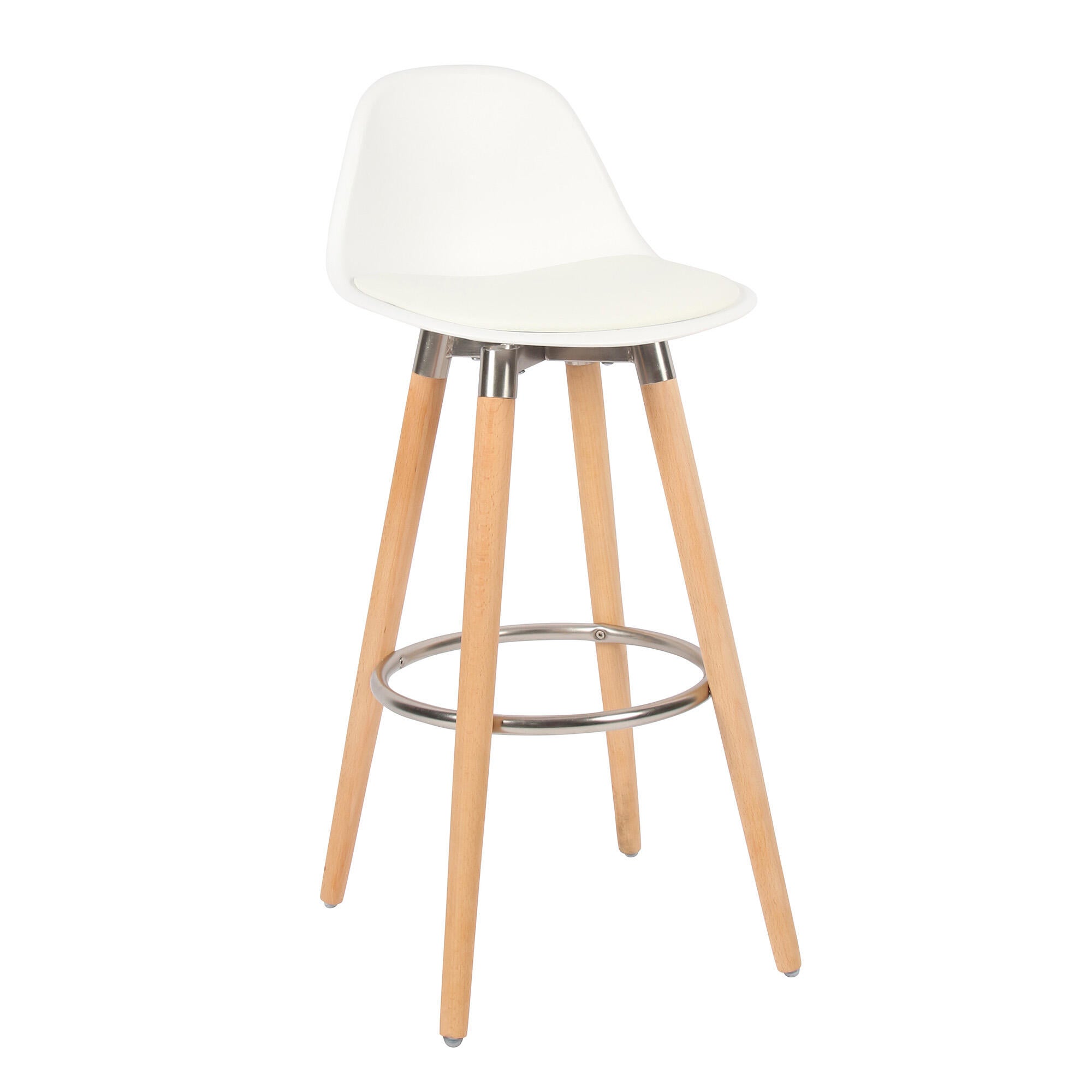 Lot de 2 tabourets Lam blanc pieds en hêtre - 4