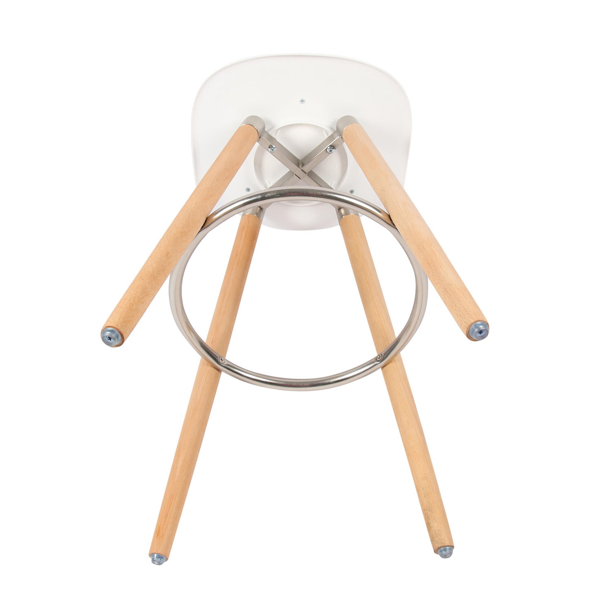 Lot de 2 tabourets Lam blanc pieds en hêtre - 7