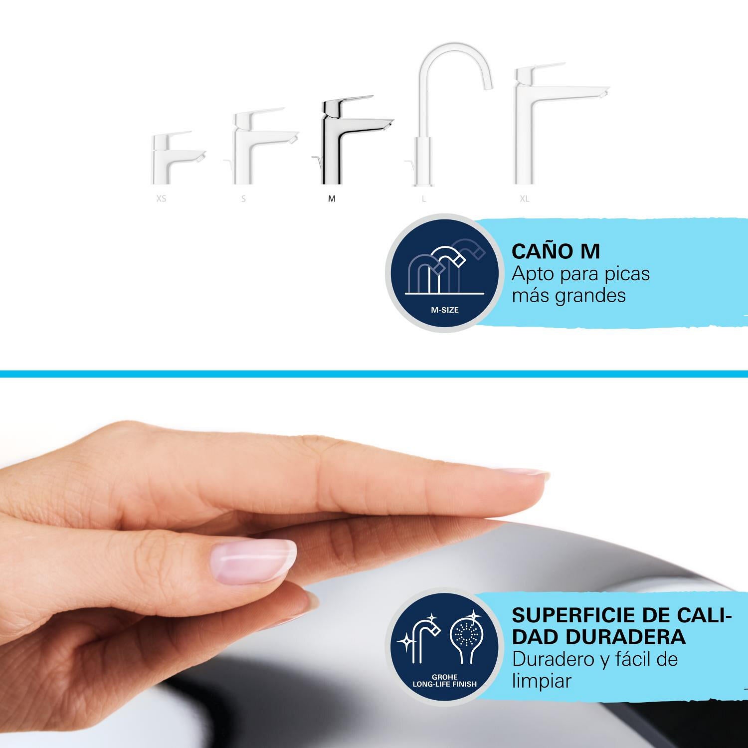 Grifo de lavabo GROHE Swift monomando cromo brillo. Apertura en frío. - 6